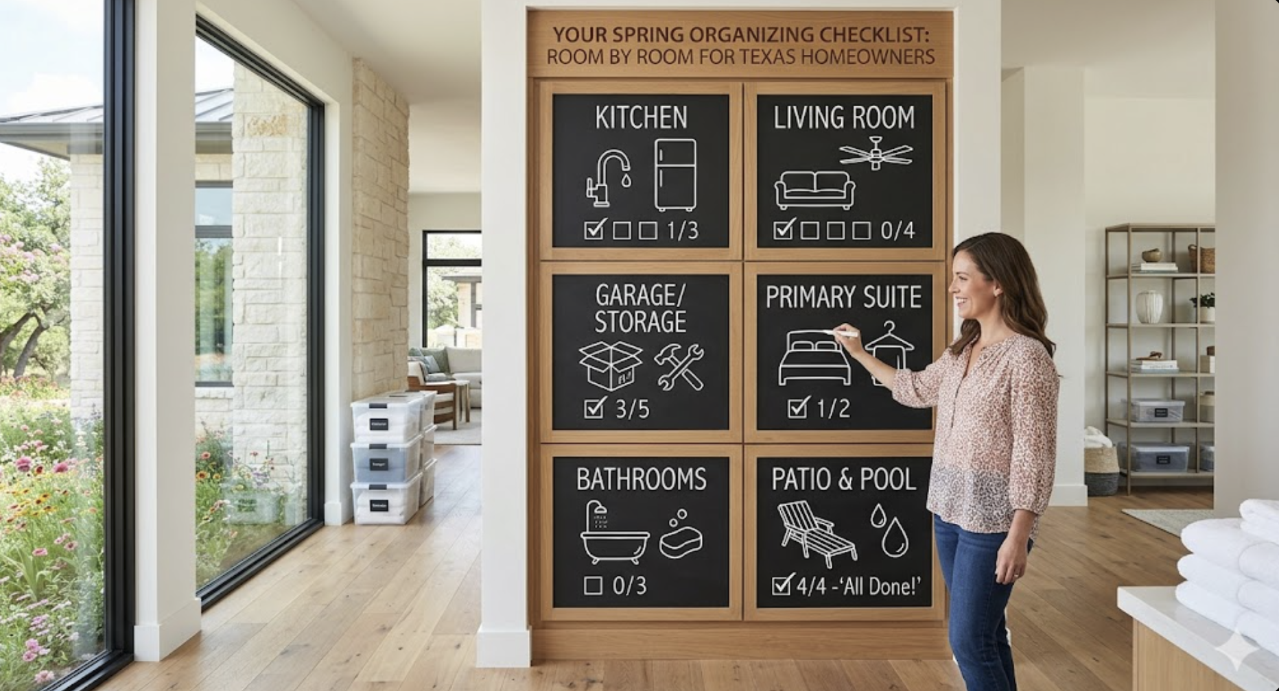 Spring Organizing Checklist Room by Room Texas Homeowners Boerne TX