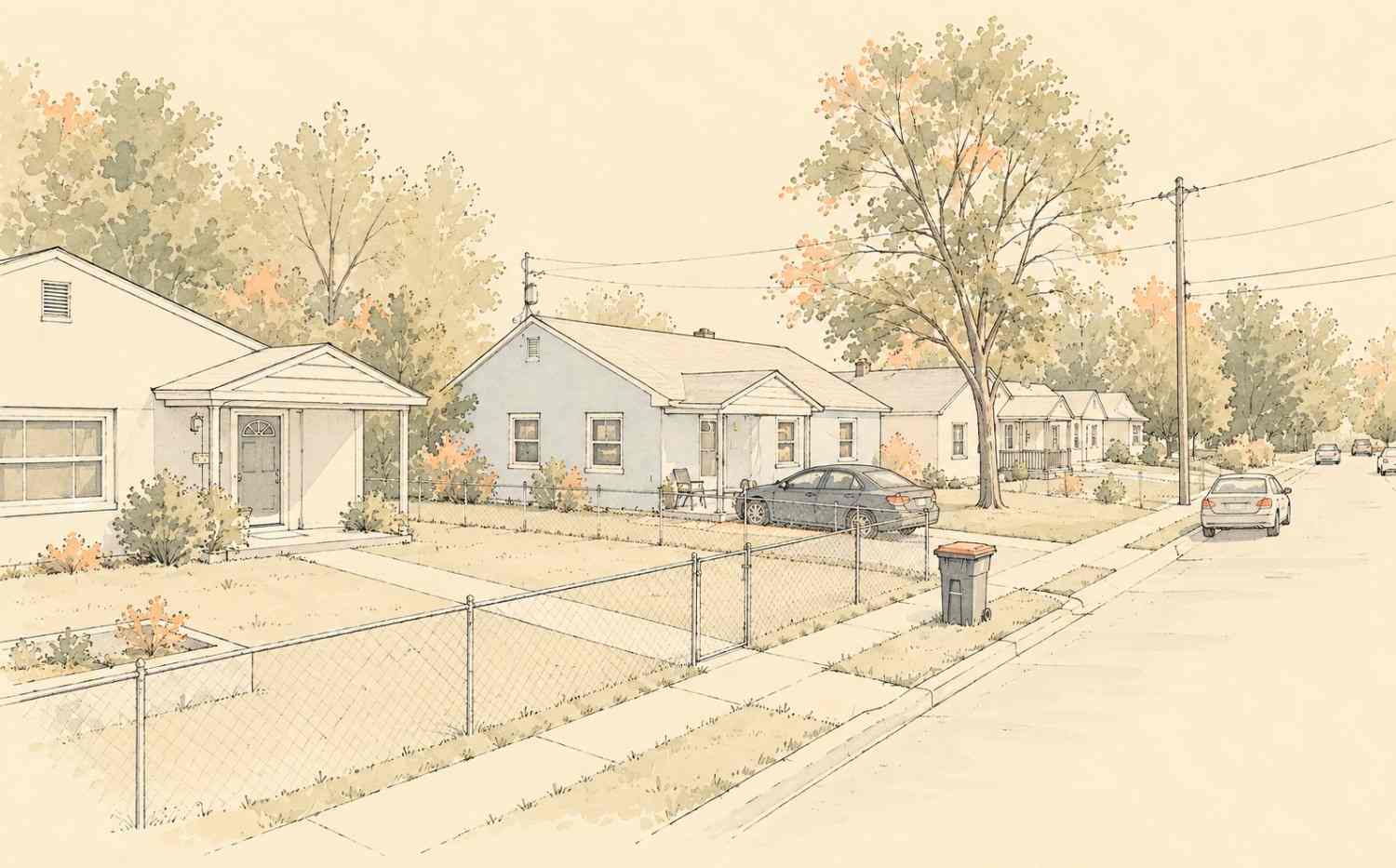 New Castle DE neighborhood with single-family homes and tree-lined streets.