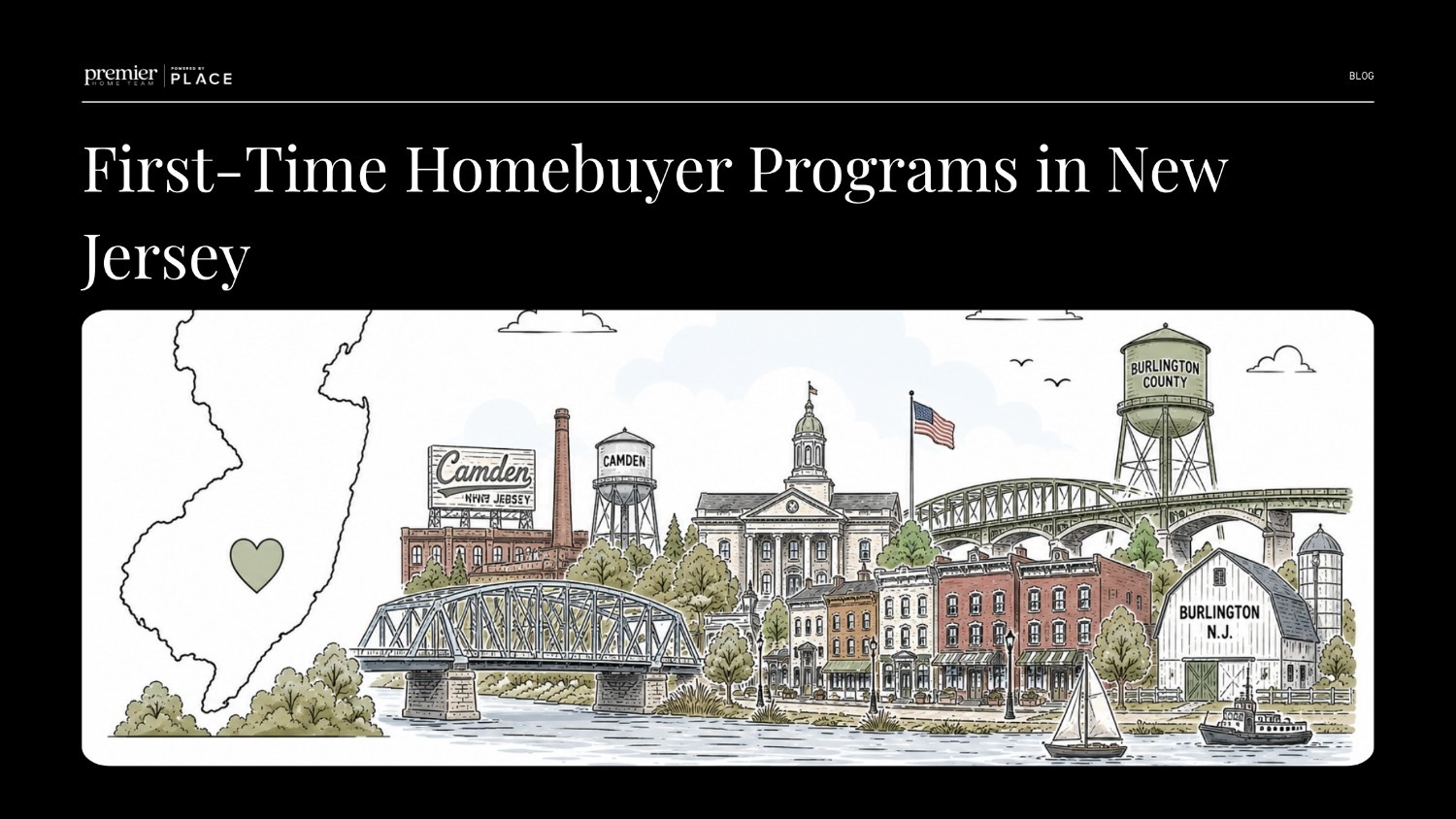 A real estate blog header image featuring a black background with bold white text that reads, 