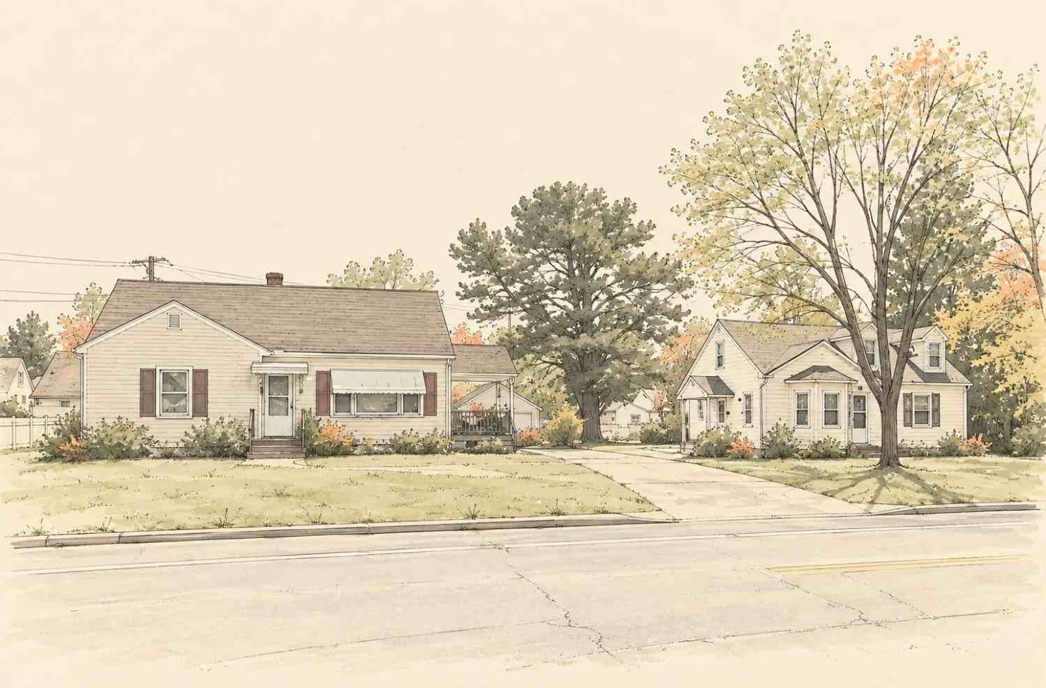 Dover DE residential neighborhood with traditional homes and landscaped yards
