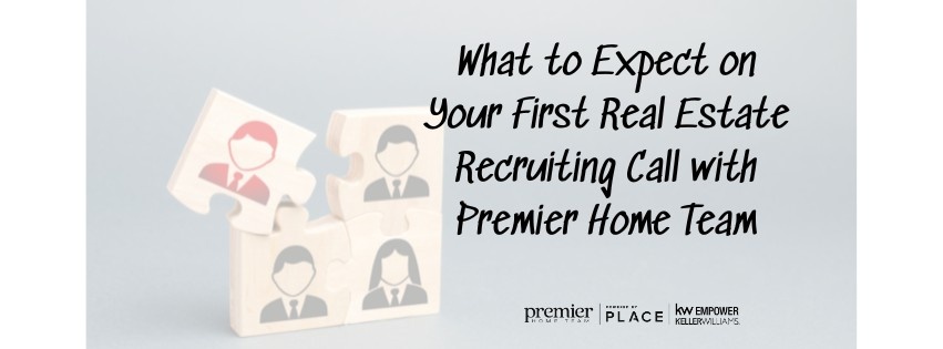 What to expect at your first recruiting call with Premier Home Team' is written above a conceptual image of connected wooden puzzle pieces with human icons, showing a team coming together.