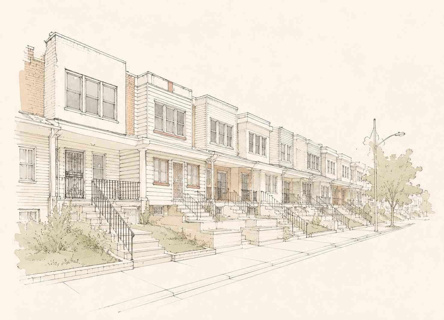 a line drawing of the logan neighborhood in philadelphia