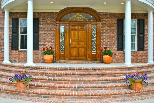 Front porch with brick steps