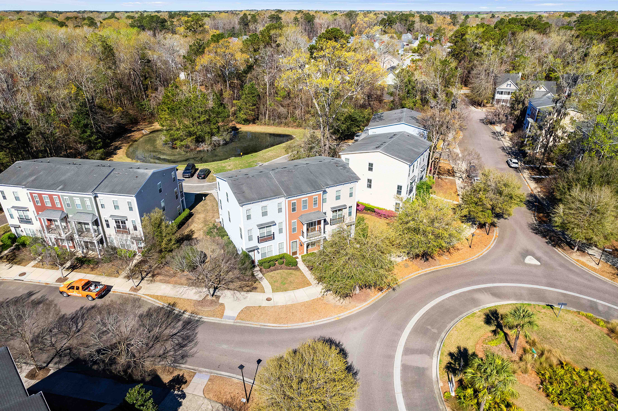 Exterior drone view of 1587 Bluewater Way, Charleston, SC 29414