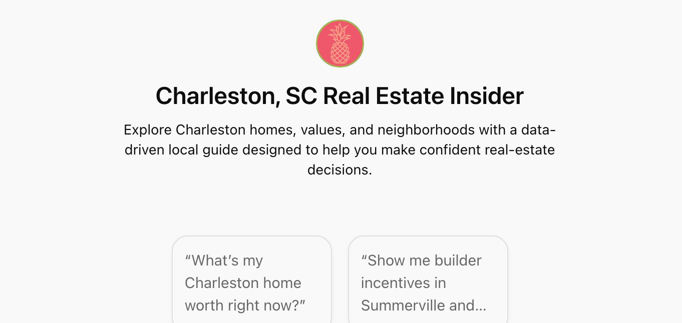 Screenshot of Charleston, SC real estate GPT