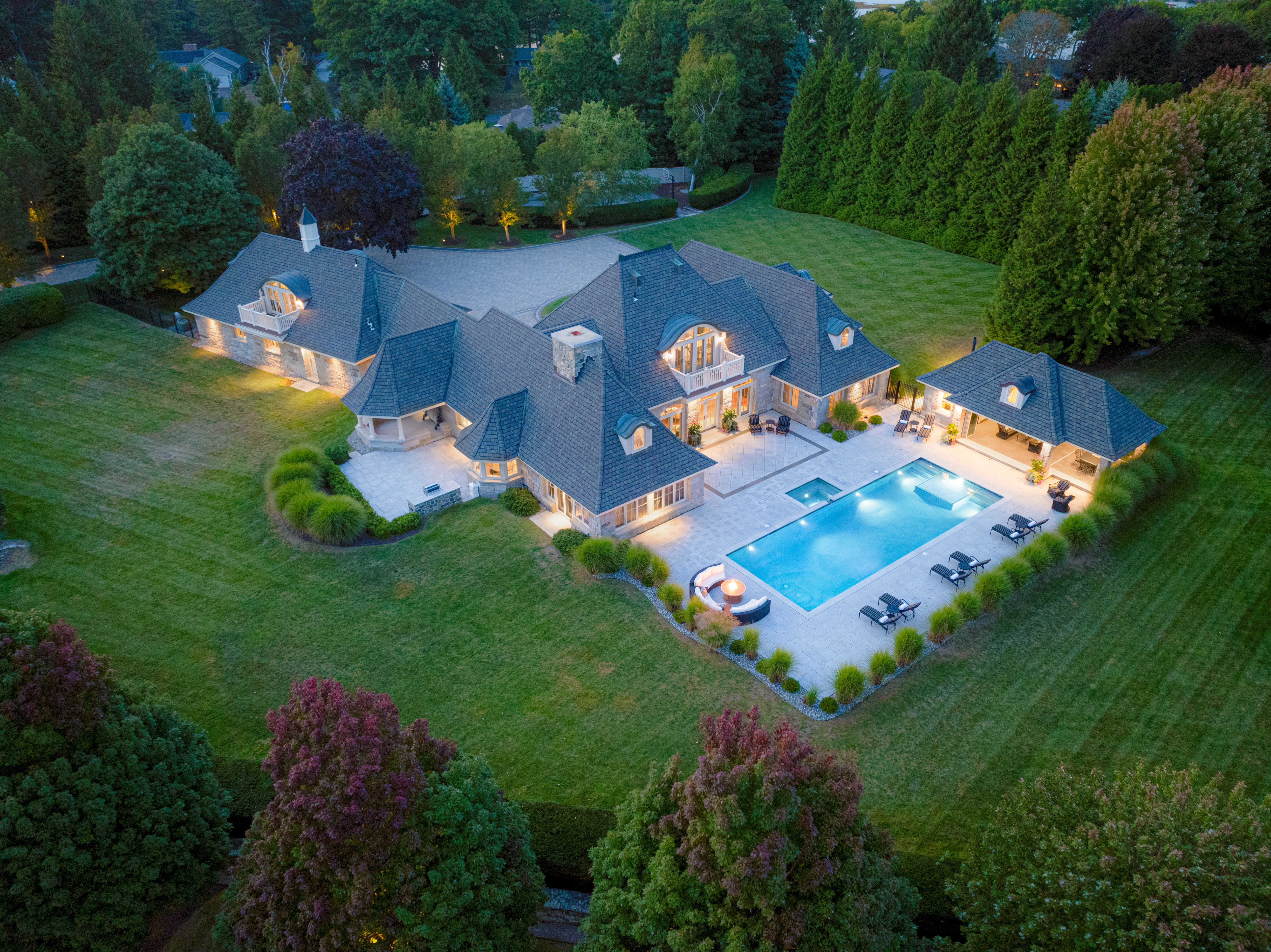Luxury generational estate at 85 Wentworth Road in Rye, New Hampshire, known as The Stone House, featuring expansive grounds and timeless Seacoast architecture