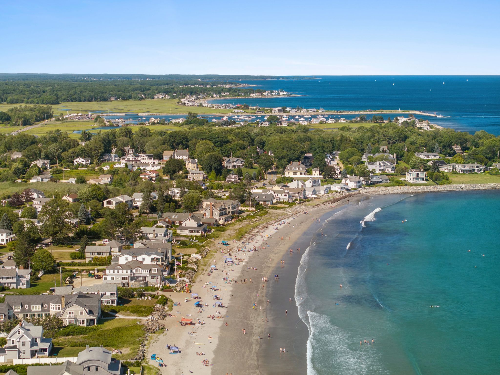 Aerial view of Rye Beaches and the Atlantic Ocean along the New Hampshire Seacoast