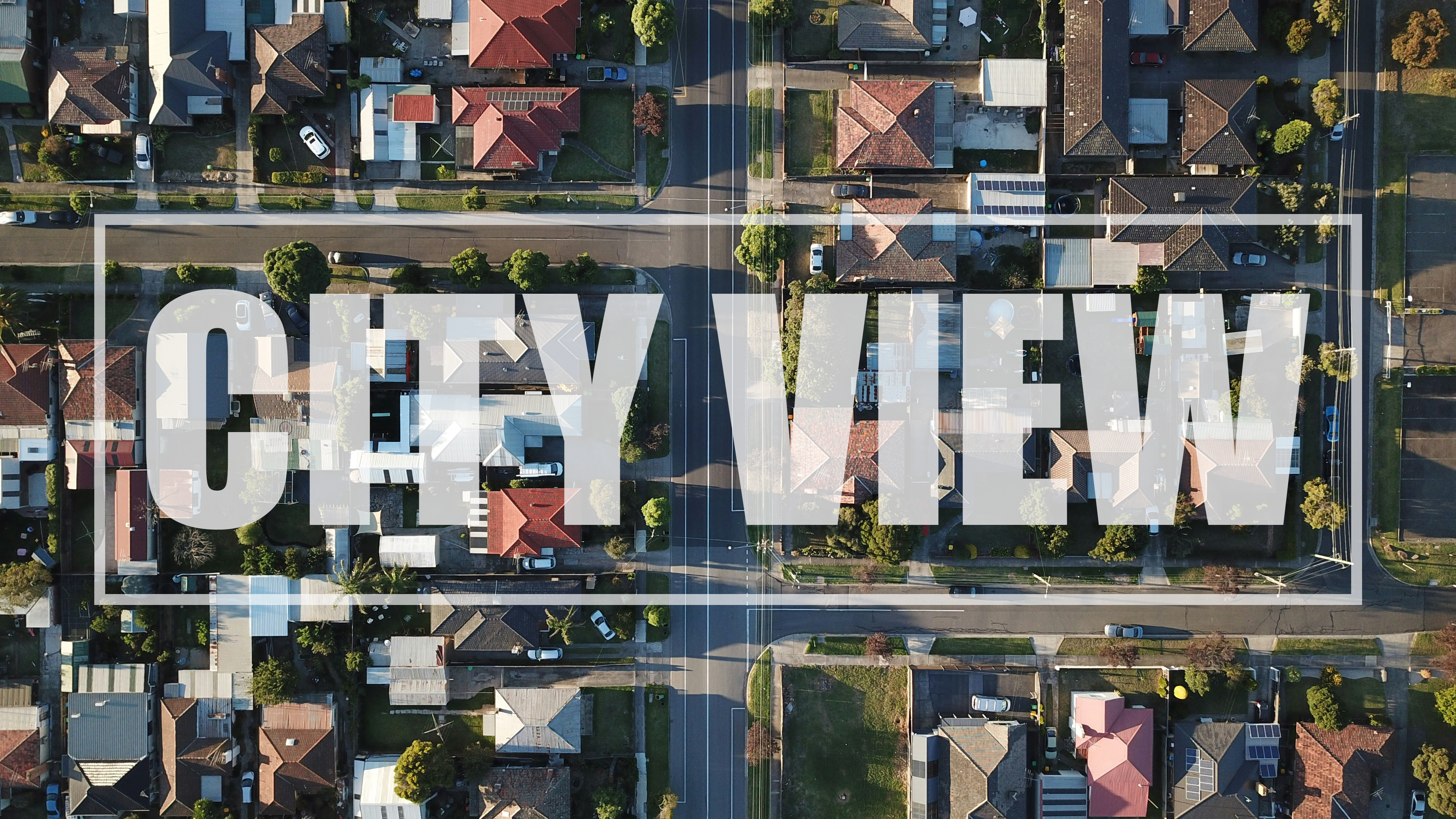 Aerial view of residential neighborhood with the text City View overlay, representing the City View area of Amarillo, Texas