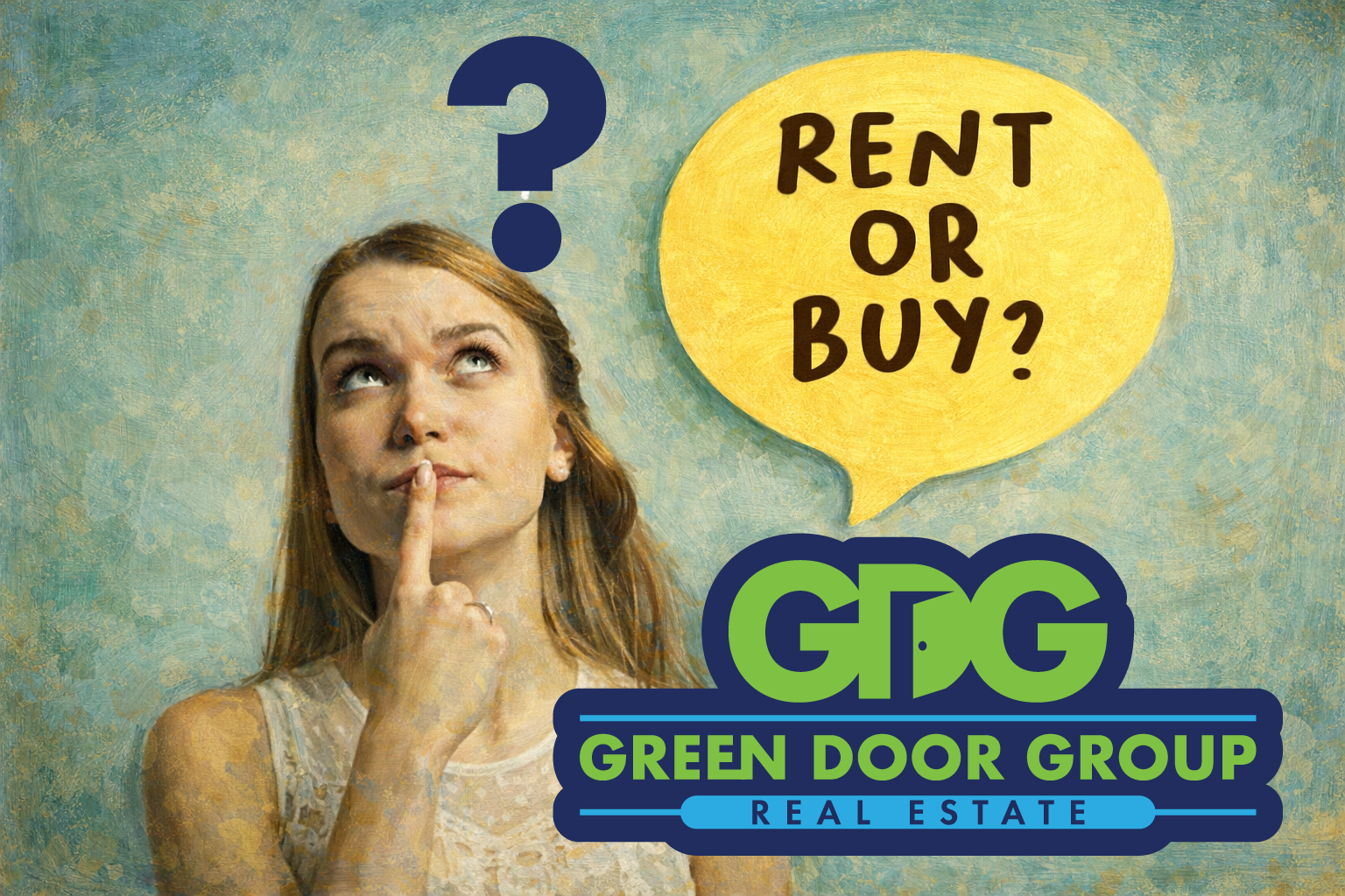 Young woman questioning whether or not to buy or rent