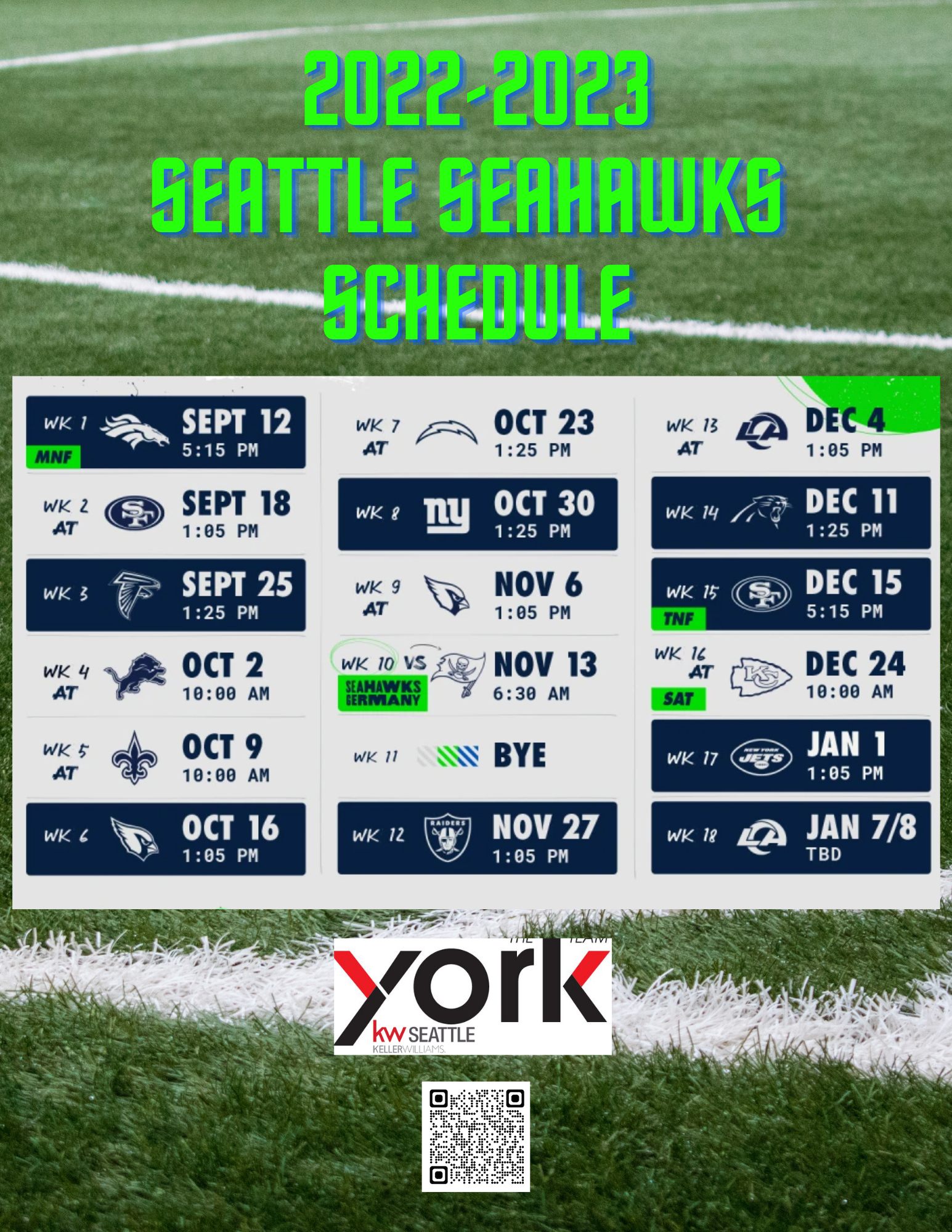2022-2023 Seahawks News & Schedule header image.