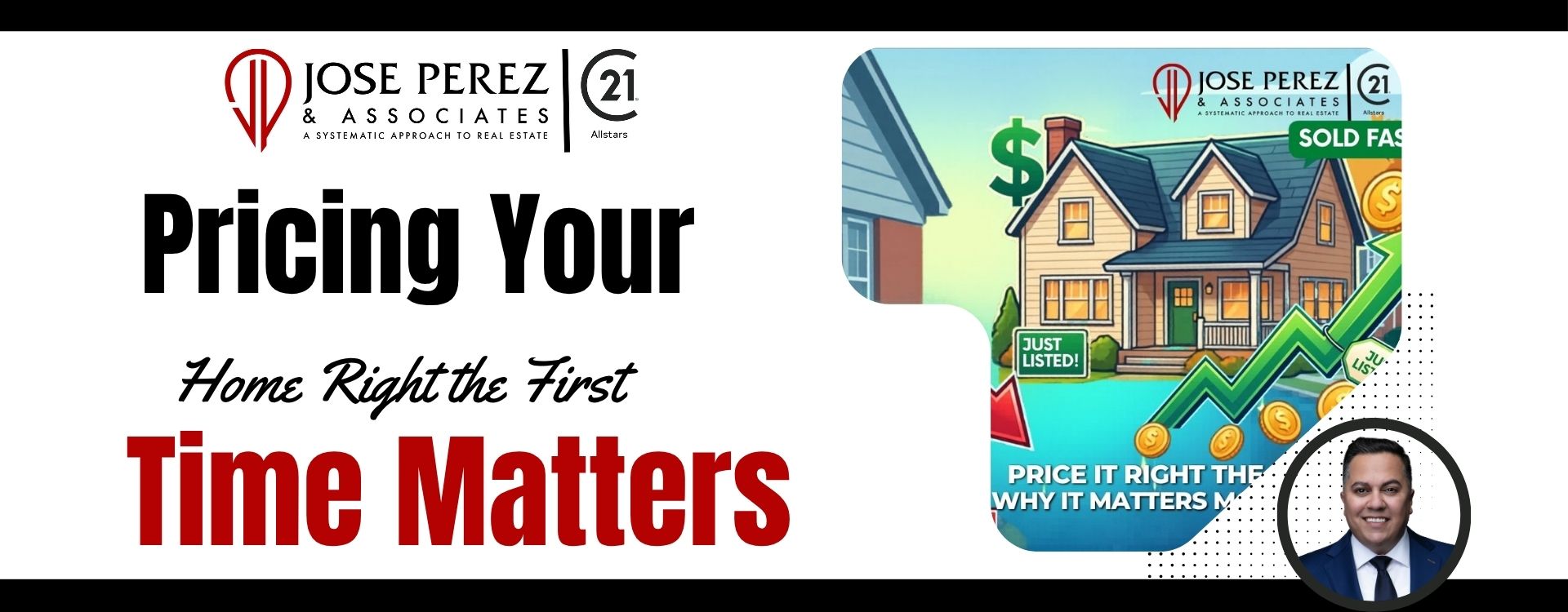 Real estate agent in front of a Whittier CA home comparing two listing prices, showing the importance of pricing a house correctly from the start