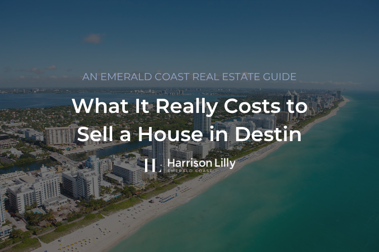 Gulf-front homes along the Destin coastline at golden hour
