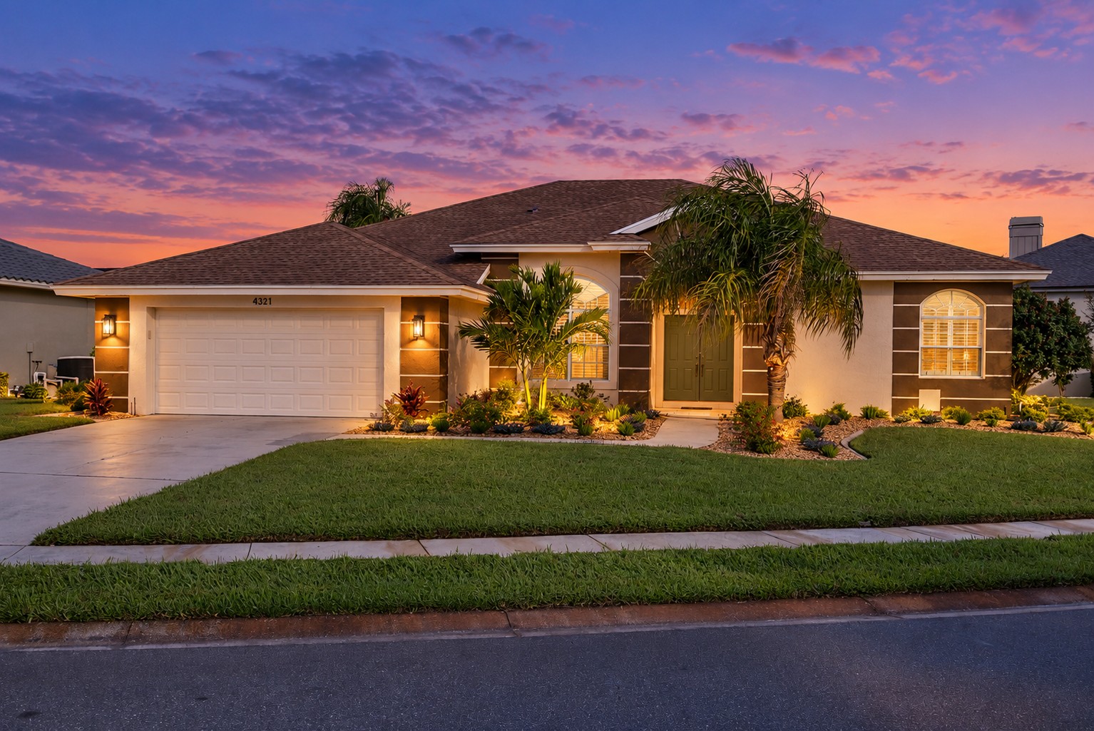 Twilight exterior of a Bradenton FL home - sell or buy first in Sarasota