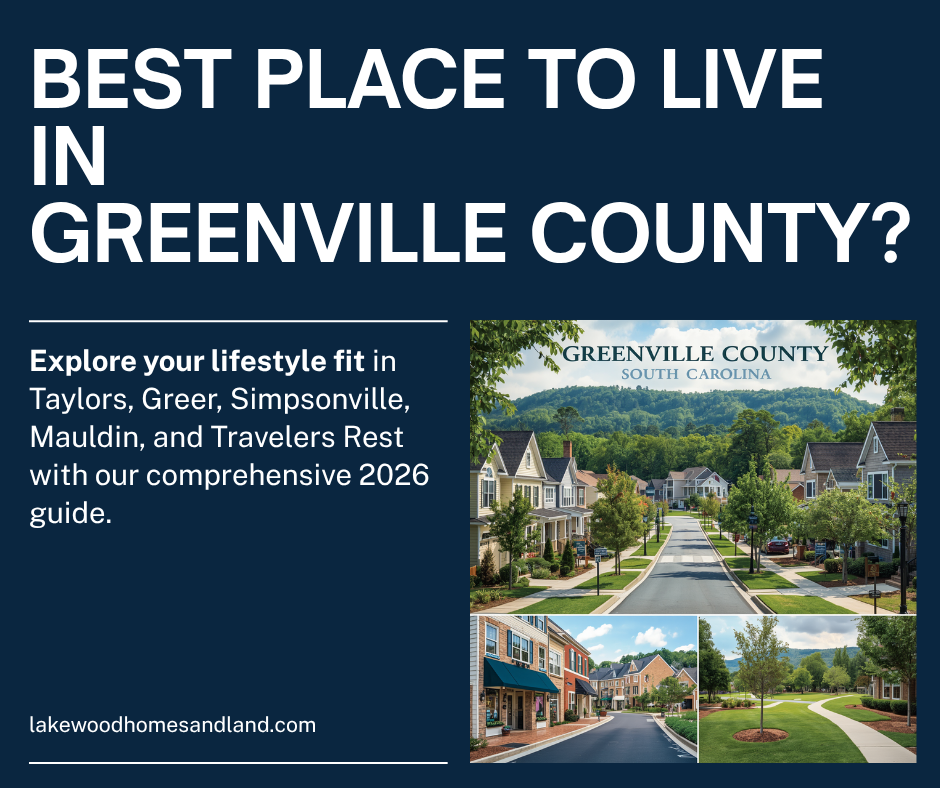 2026 Greenville County real estate comparison of Taylors, Greer, Simpsonville, Mauldin and Travelers Rest as best places to live near Greenville SC.