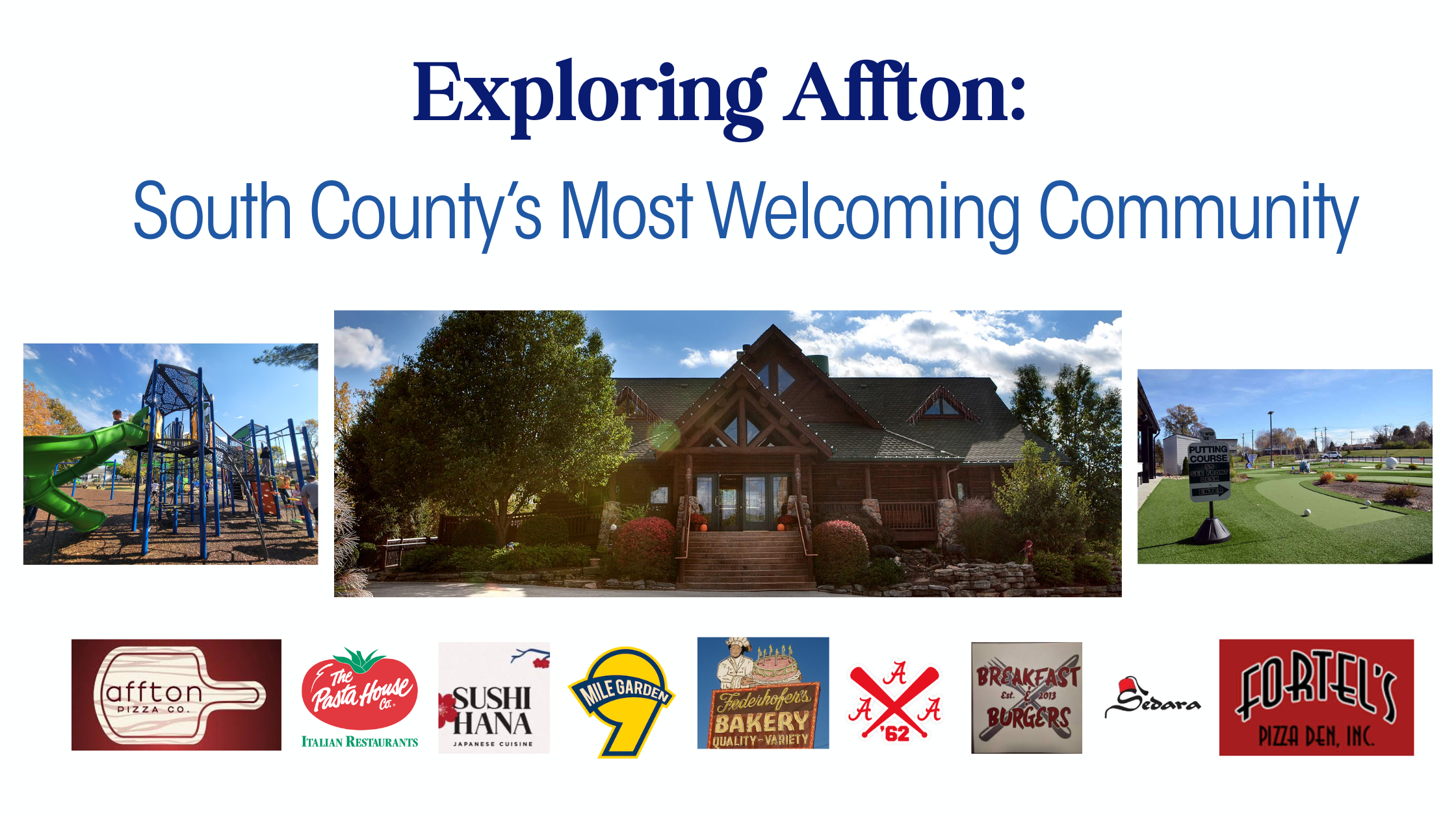 Blog banner for “Exploring Affton,” showcasing key highlights of Affton, Missouri — local parks, community landmarks, and popular South County restaurants and businesses.