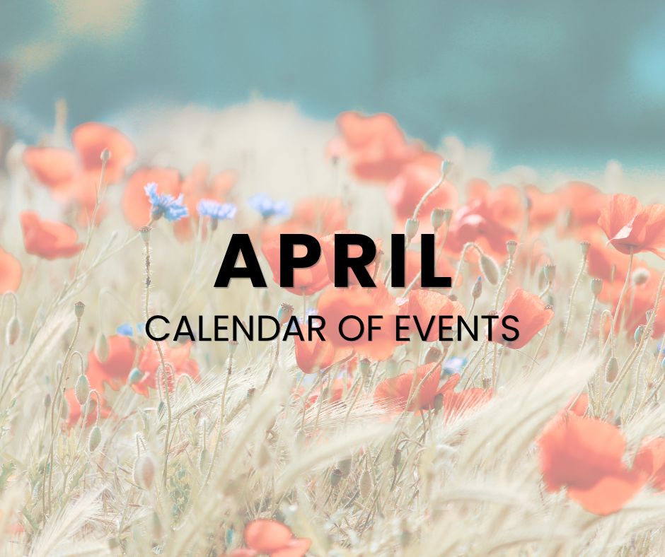 April 2026 Calendar of Events header image.