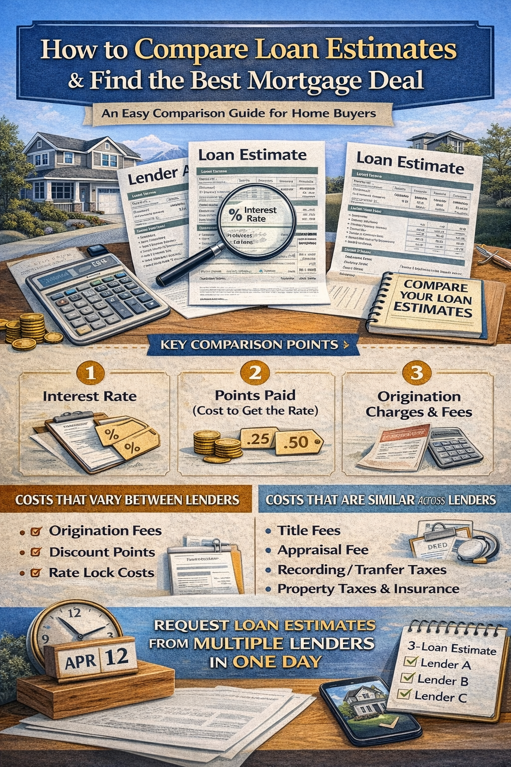 How to Compare Loan Estimates and Find the Best Mortgage Deal header image.