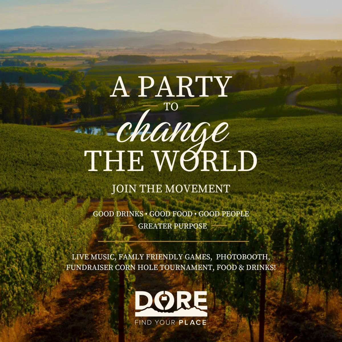🍷 A Party to Change the World header image.