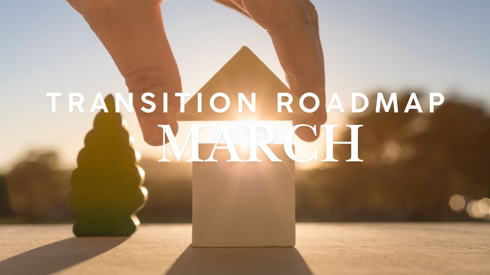 A hand putting together a wooden house to represent the psychology of sorting your house