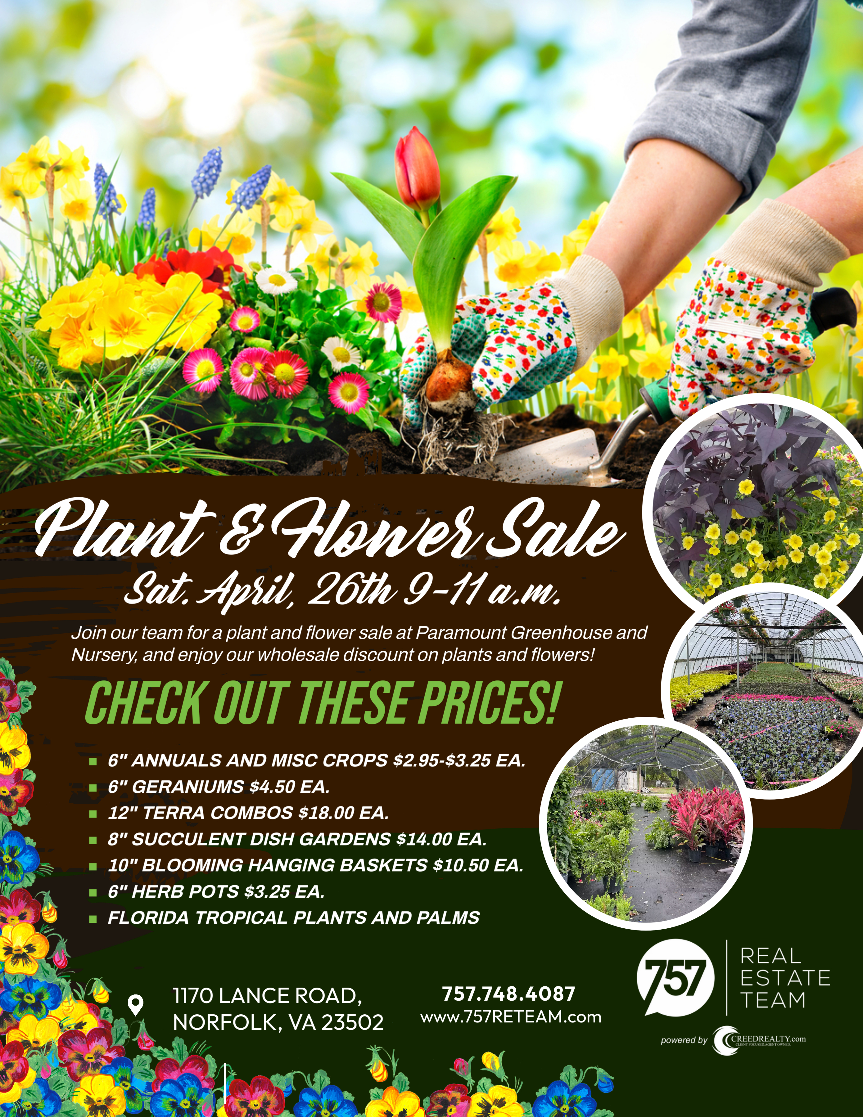 Plant & Flower Sale APRIL 26th 9-11 A.M. header image.