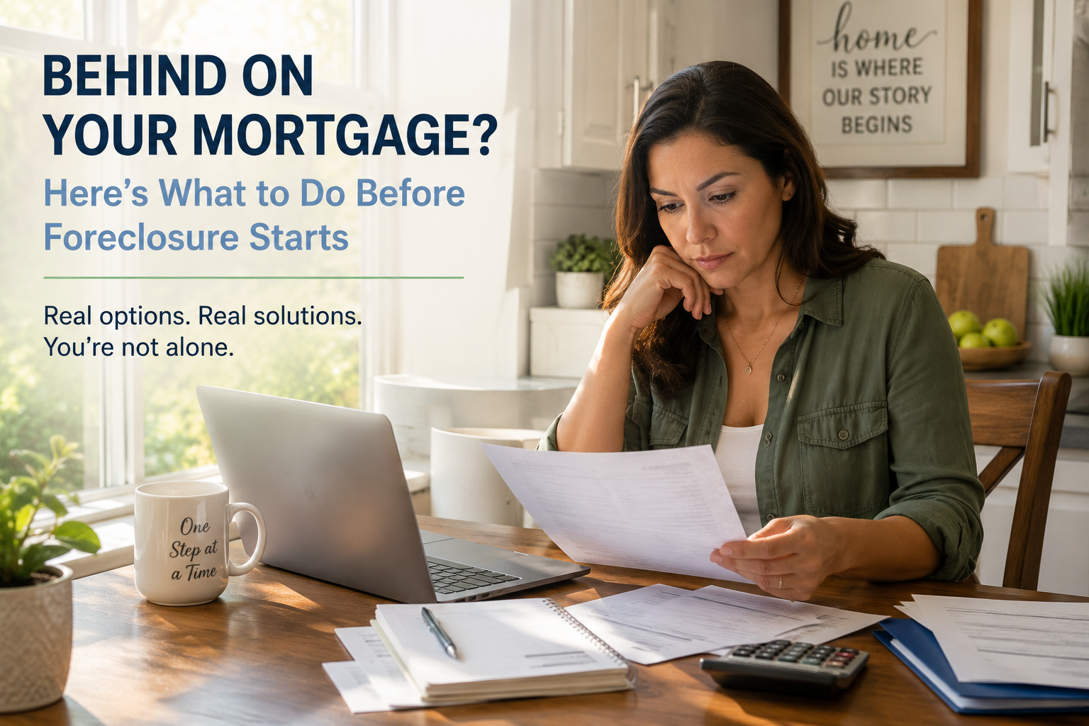Homeowner reviewing mortgage options before foreclosure in Jacksonville and St. Johns County