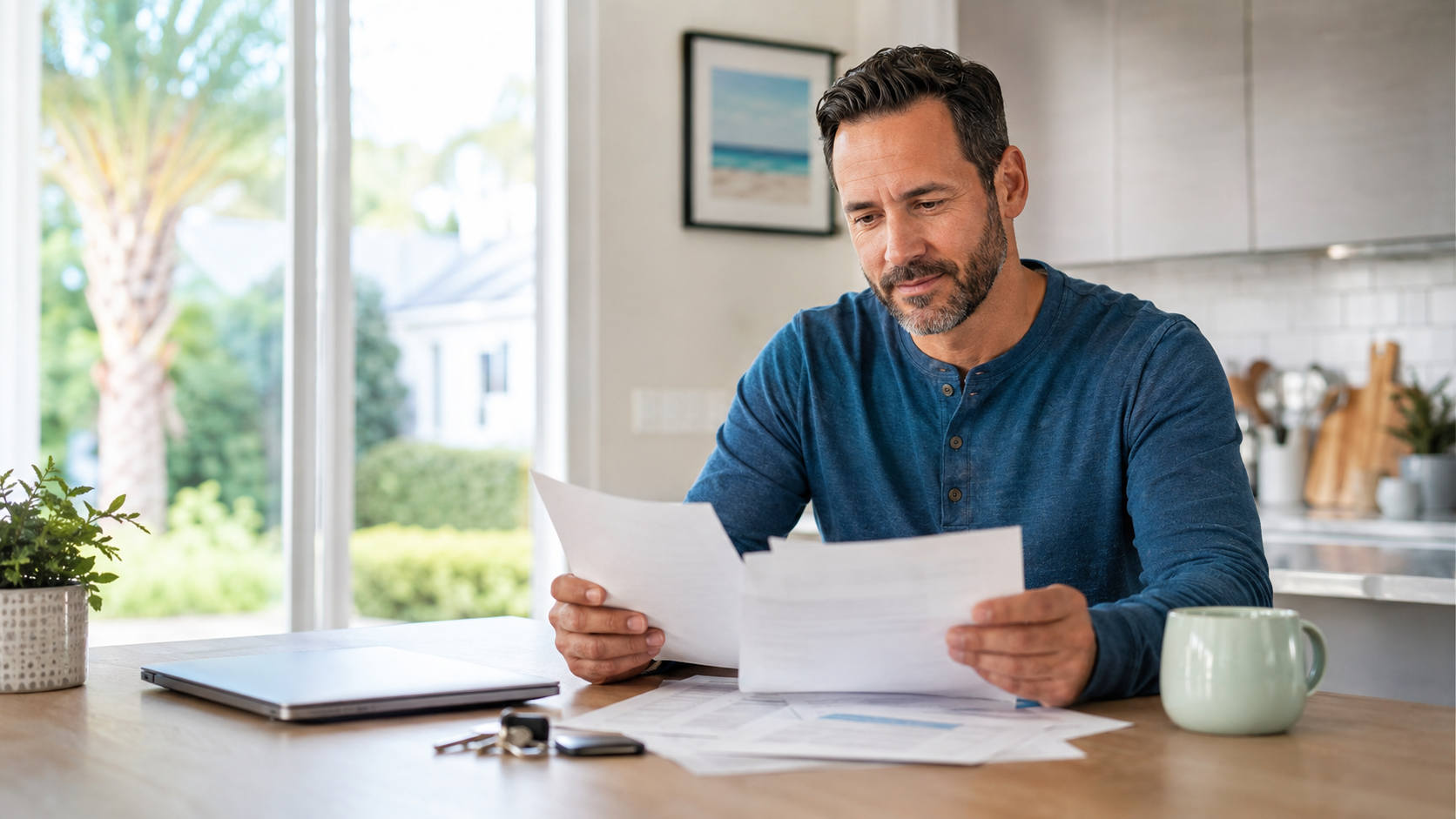 Jacksonville homeowner reviewing mortgage documents and considering the credit impact of a short sale.