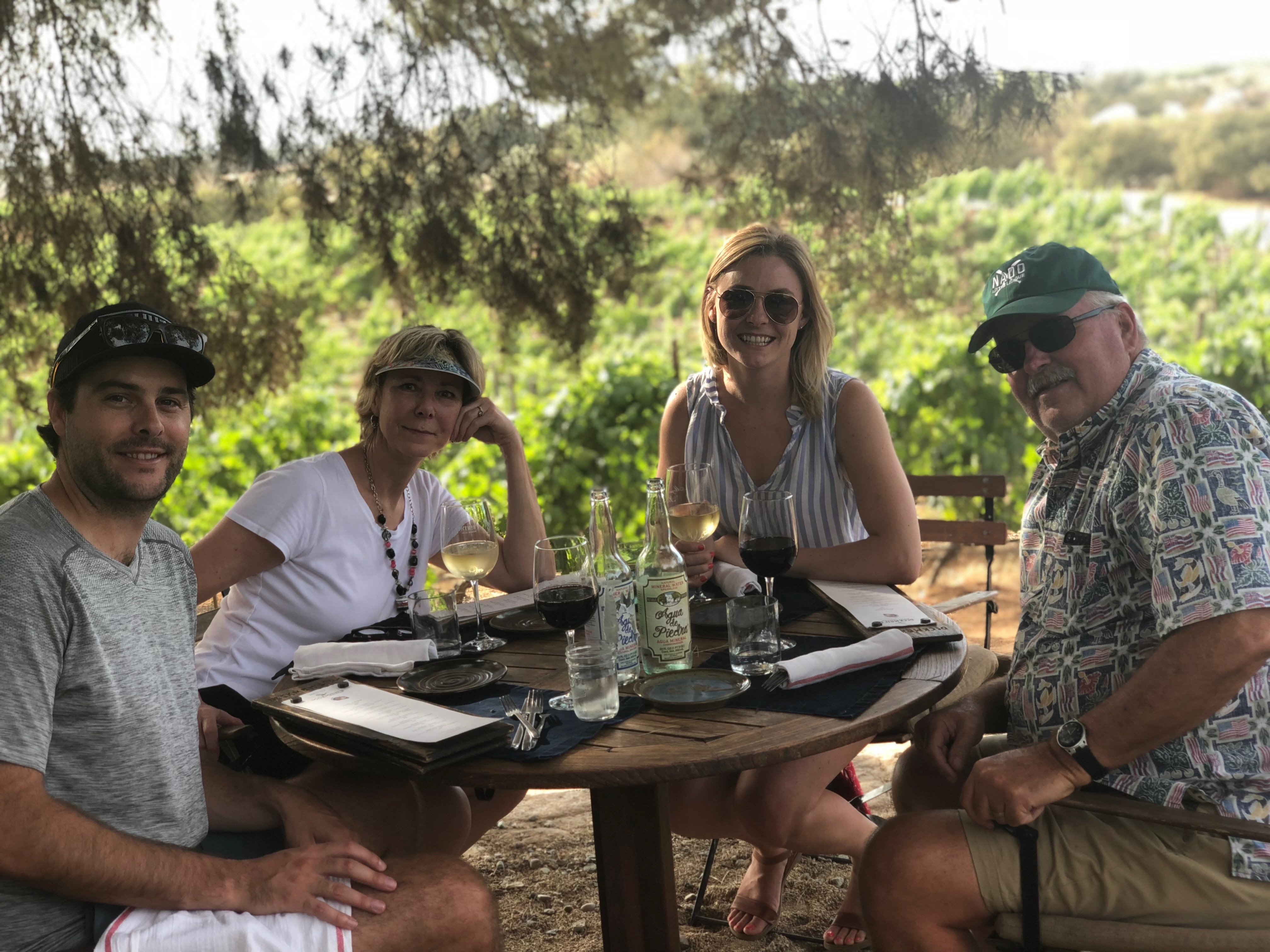 Adult family of 4 at Deckmans el Magor in Valle de Guadalupe for dinner