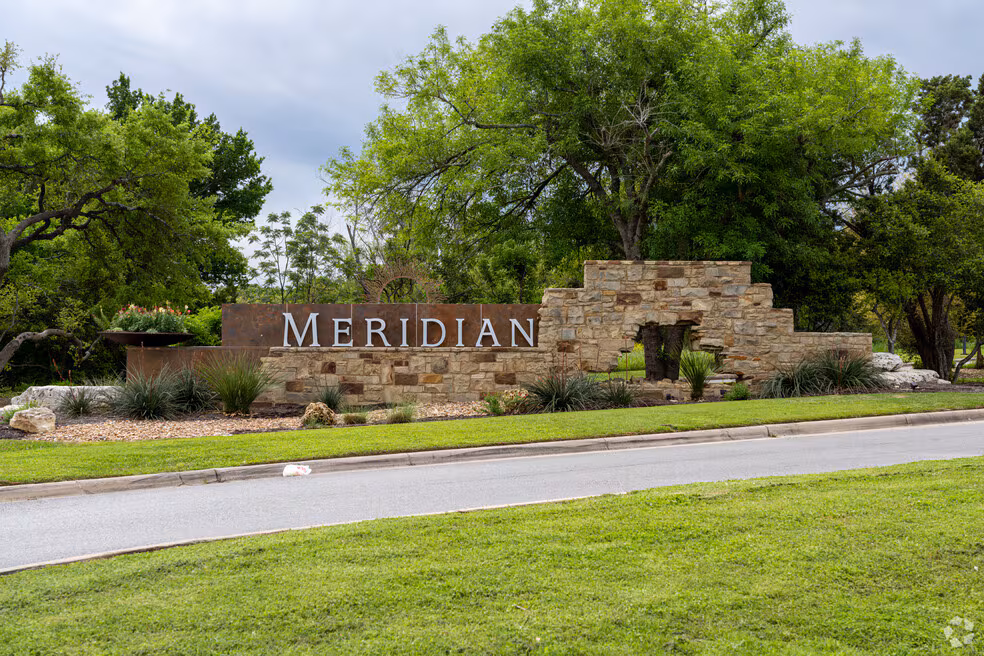 Meridian neighborhood Austin 78739 market data chart showing median home price 775 thousand dollars up 20 percent year over year with Bowie High School feeder and 500 more square feet than Circle C