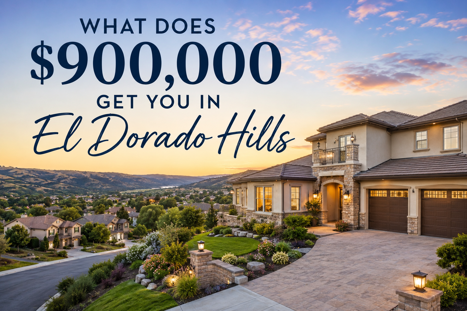 What $900,000 gets you in El Dorado Hills, California: a luxury home with foothill views, spacious living areas, upscale finishes, and access to top-rated schools, parks, and community amenities.