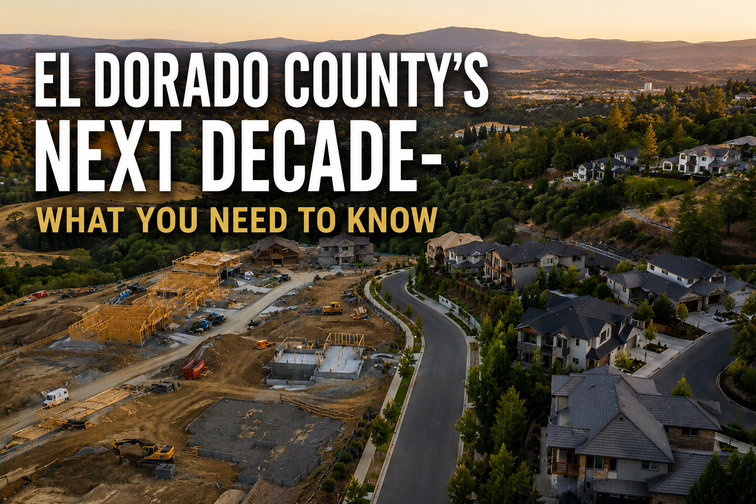 Aerial view of new residential development in El Dorado County, California, showcasing growing communities, new construction, and the future of local real estate.