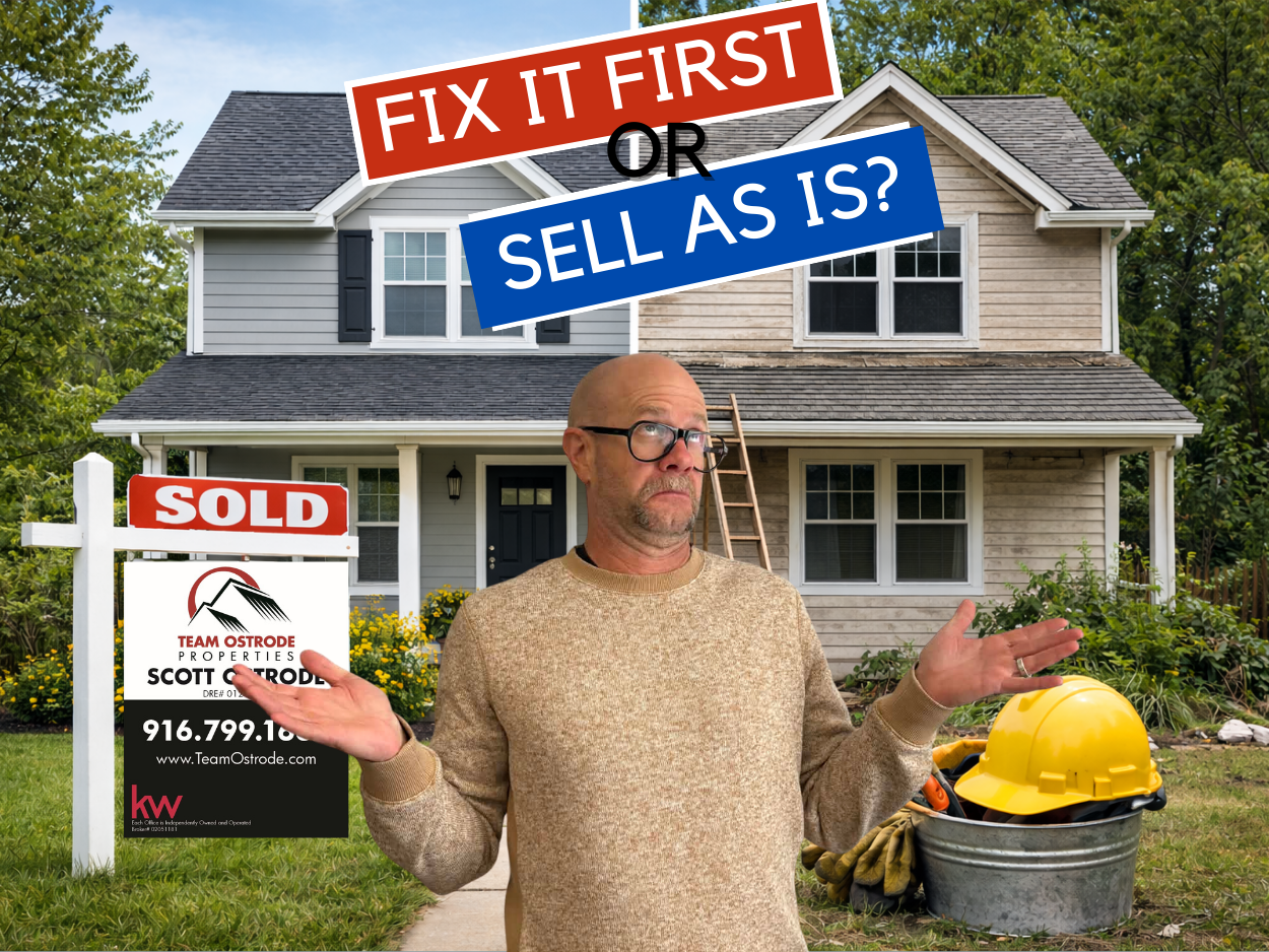 Home seller reviewing repair checklist before listing a house for sale in El Dorado Hills California