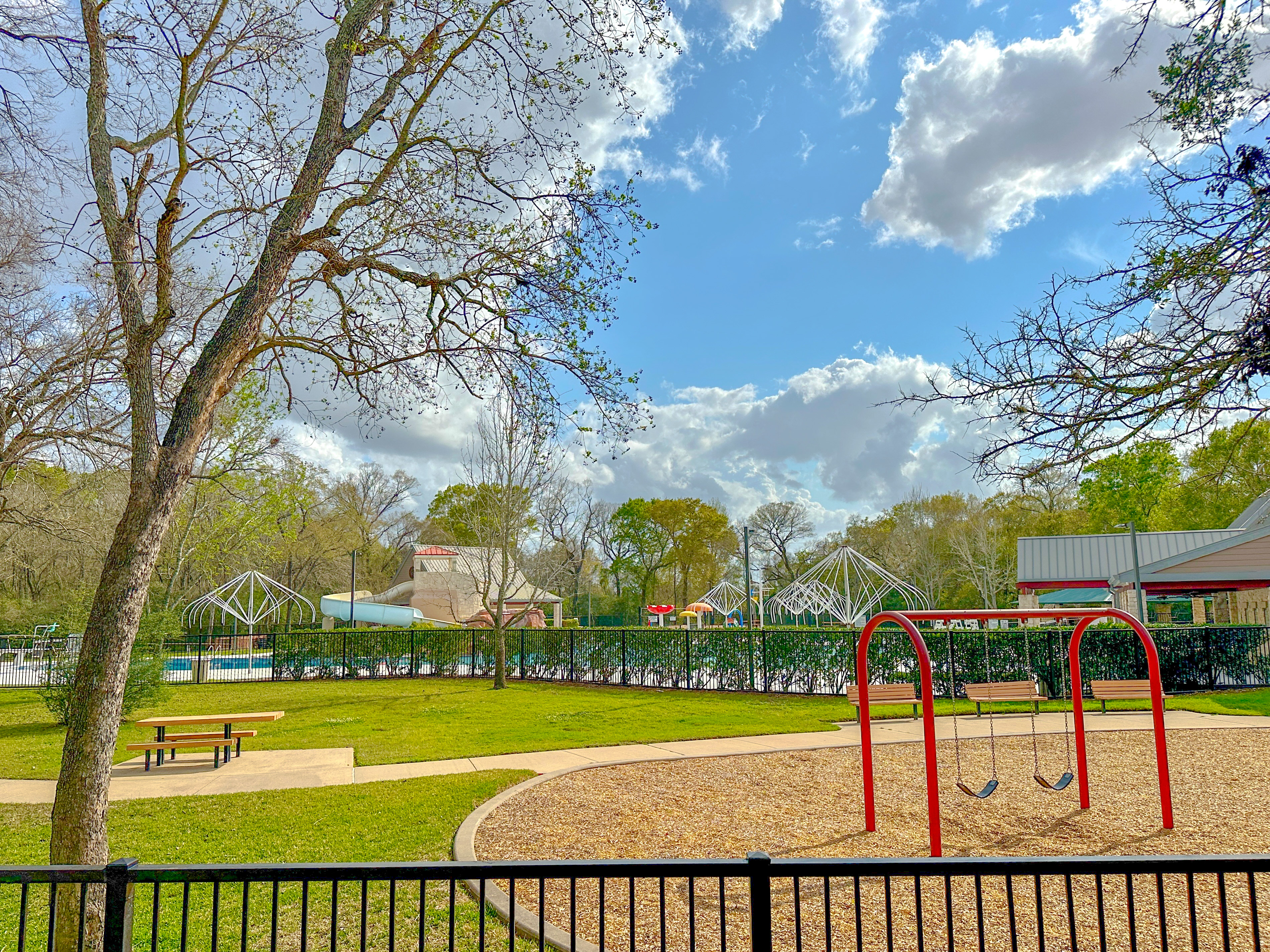 Cinco Ranch Water Park and community pool area in Katy TX master planned community