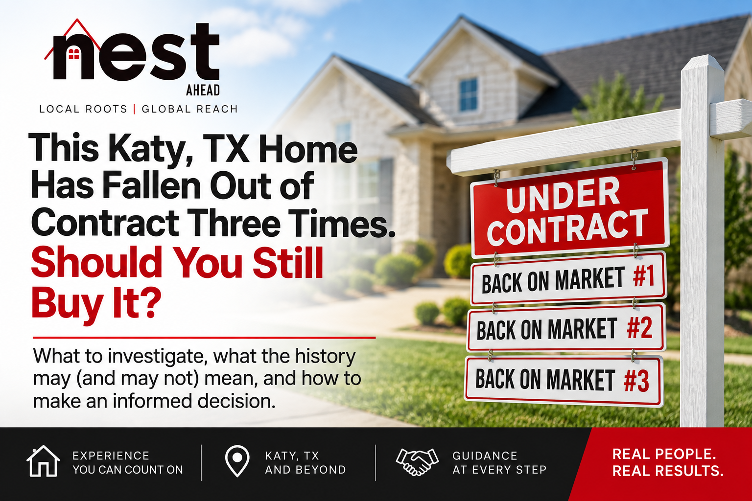 Katy, TX home that fell out of contract three times with under contract and back on market signs