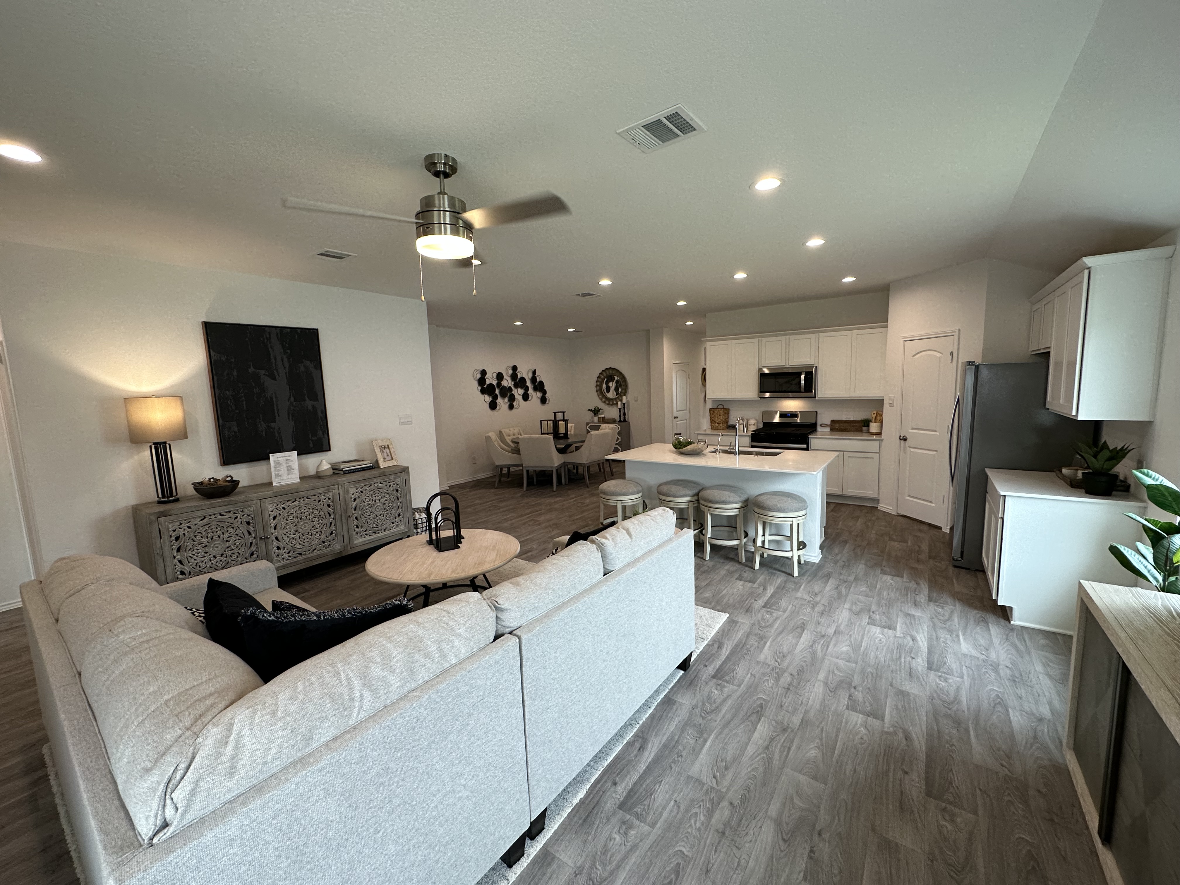Family room and kitchen in a Katy, TX home
