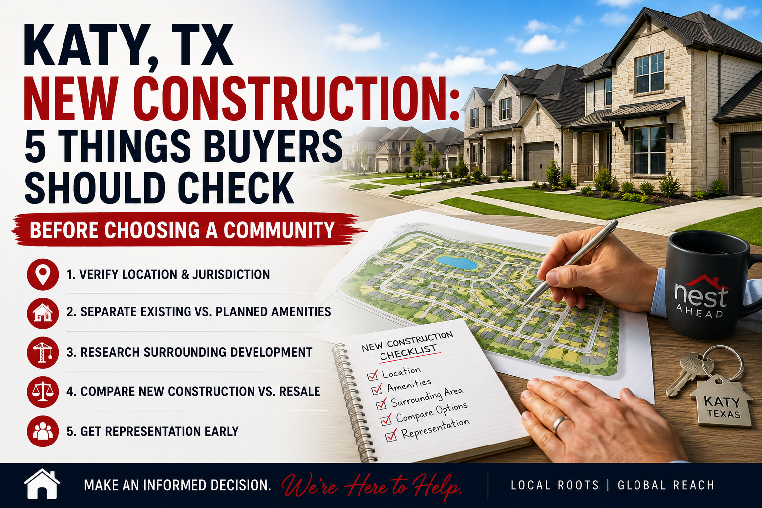 Homebuyer reviewing a community map while considering new construction homes in Katy, TX.