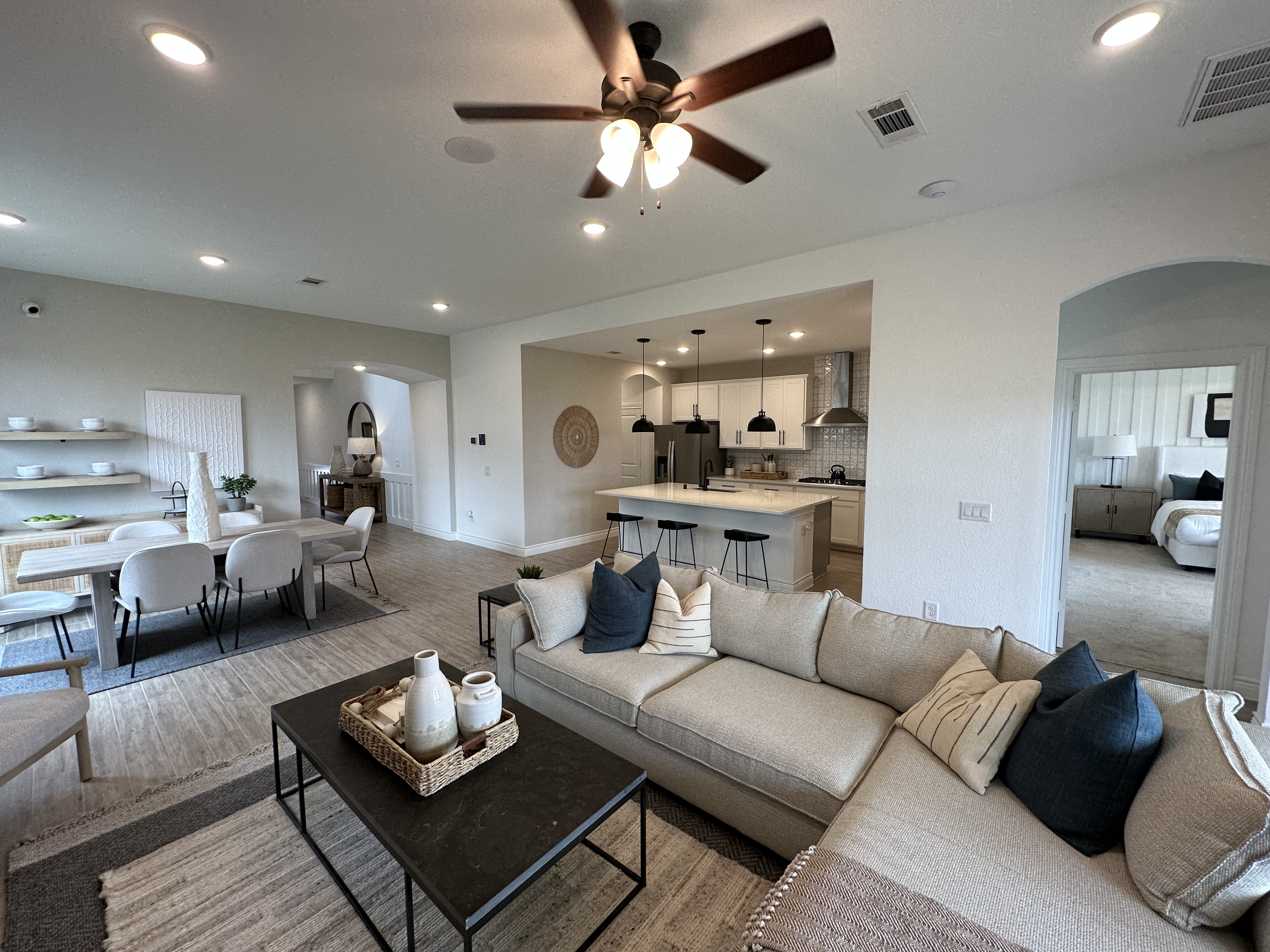 A side-by-side comparison of a newly built home and an established resale home in Katy, Texas.