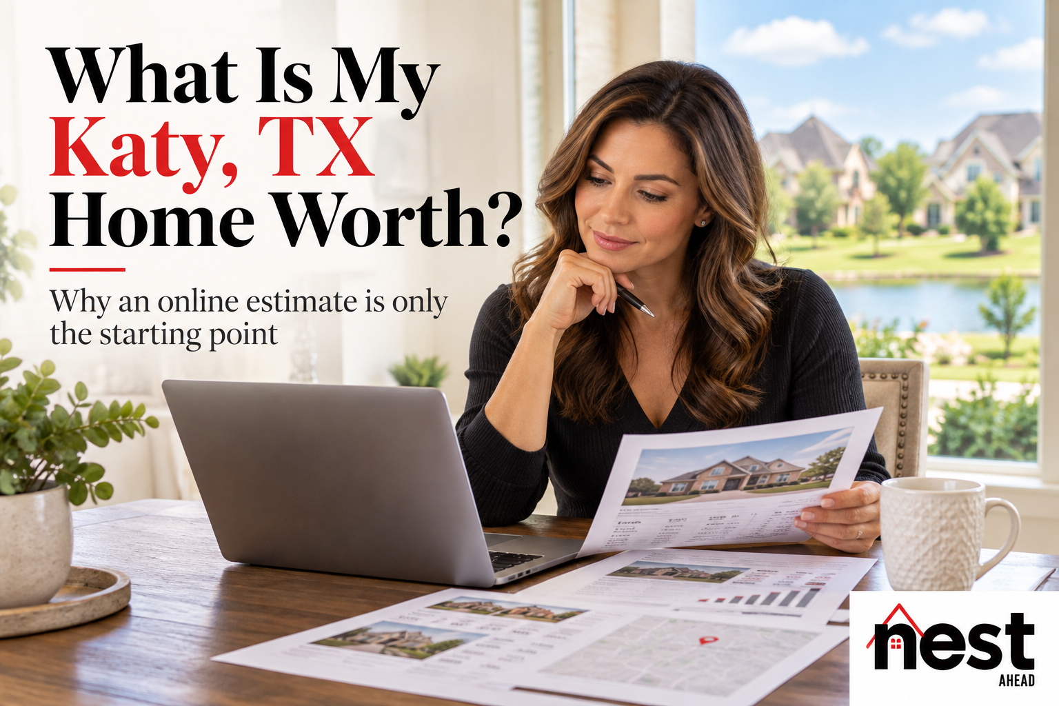 Katy, TX homeowner reviewing a professional home value analysis and comparable sales