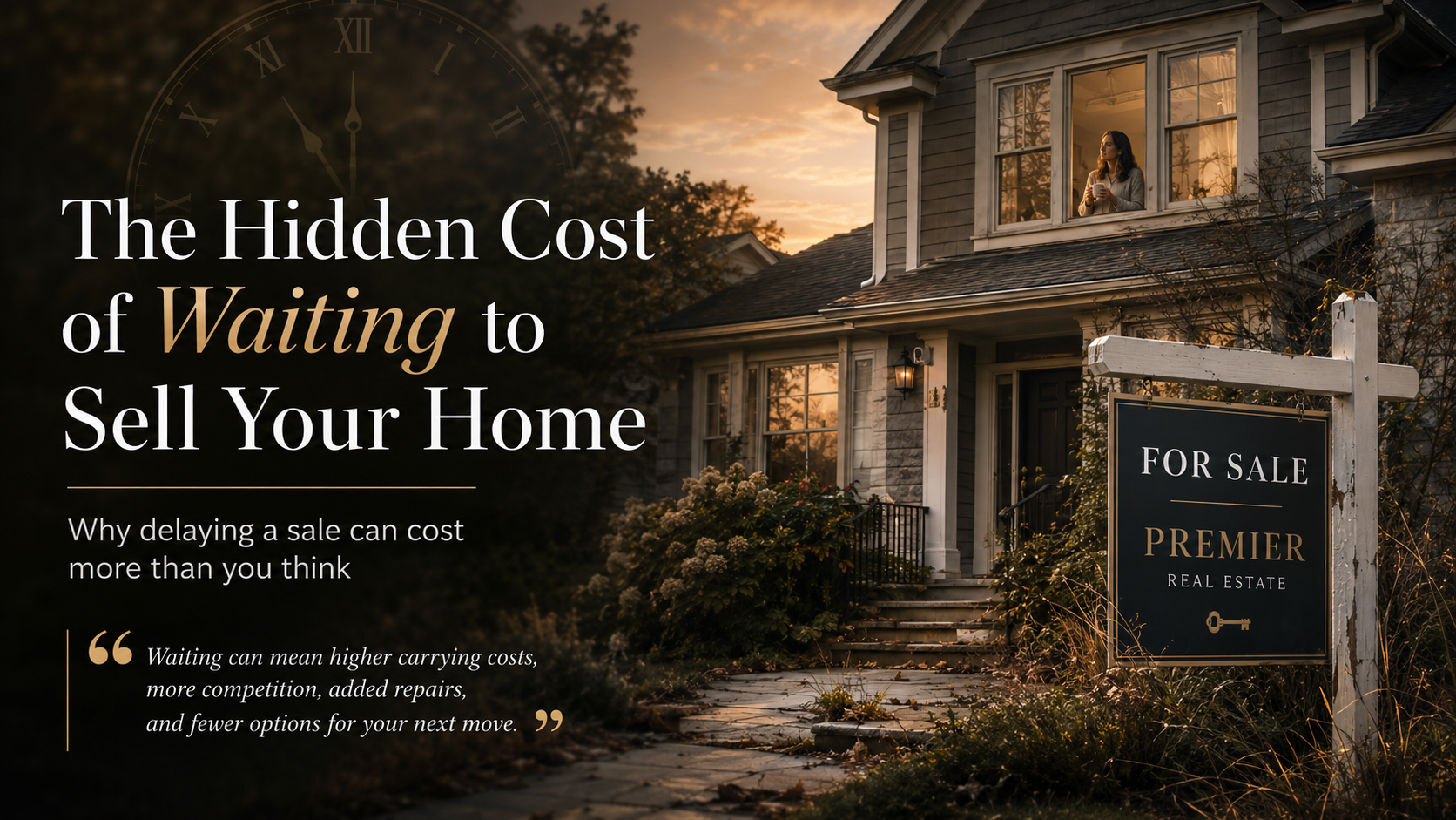 Homeowner reviewing monthly housing expenses and sale timing at a kitchen table