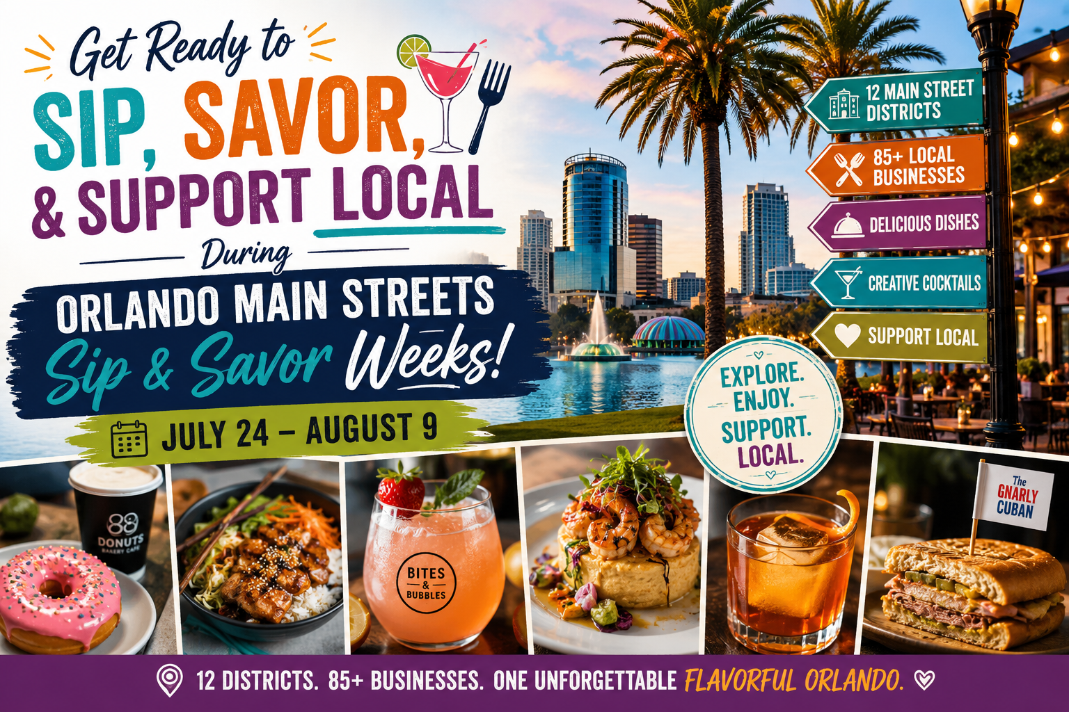 Taste Your Way Through Orlando: A Neighborhood Guide to Sip & Savor Weeks header image.