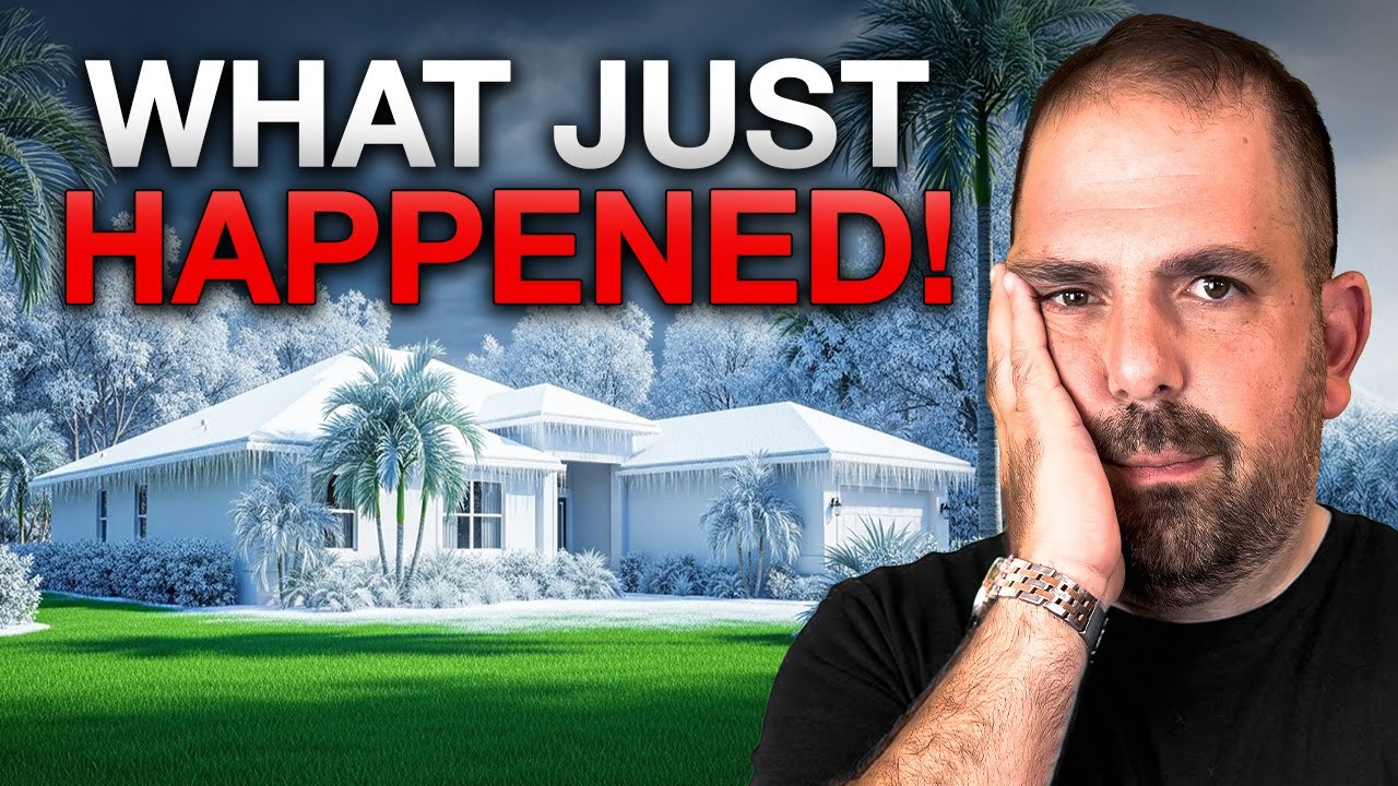 Close-up of real estate agent John Garuti with a concerned expression, set beside a frosted Florida-style home, with a headline text that says “WHAT JUST HAPPENED!” indicating a shift in the Southwest Florida housing market.