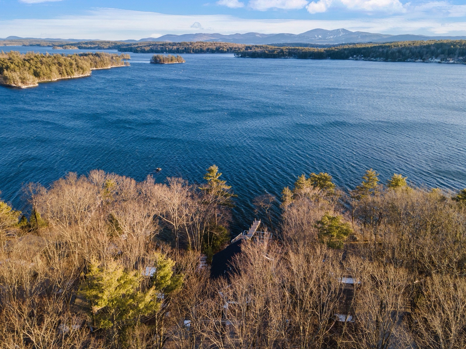 Aerial view of Lake Winnipesaukee islands