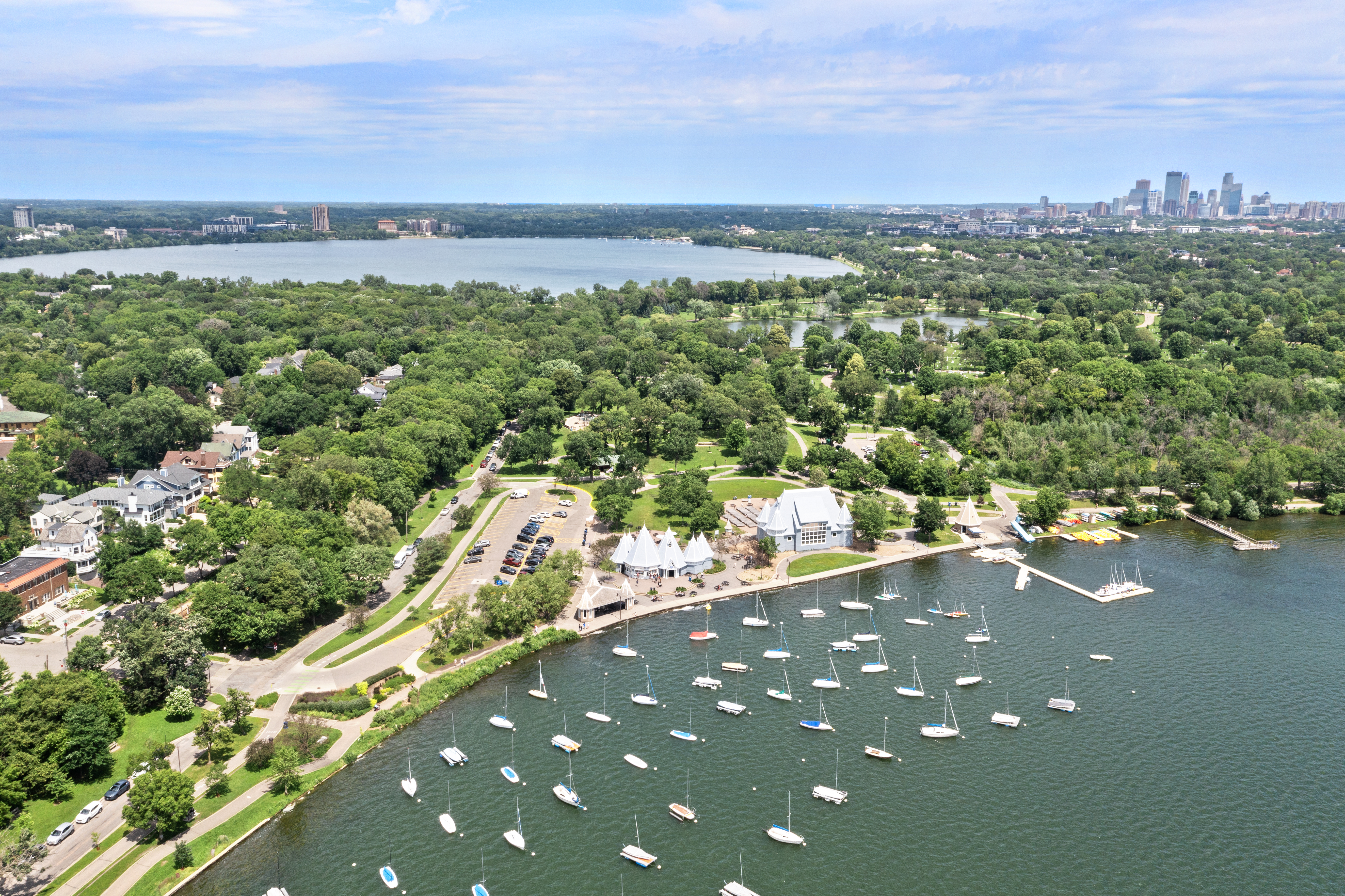 Aerial view of Lake Harriet in Minneapolis, Minnesota