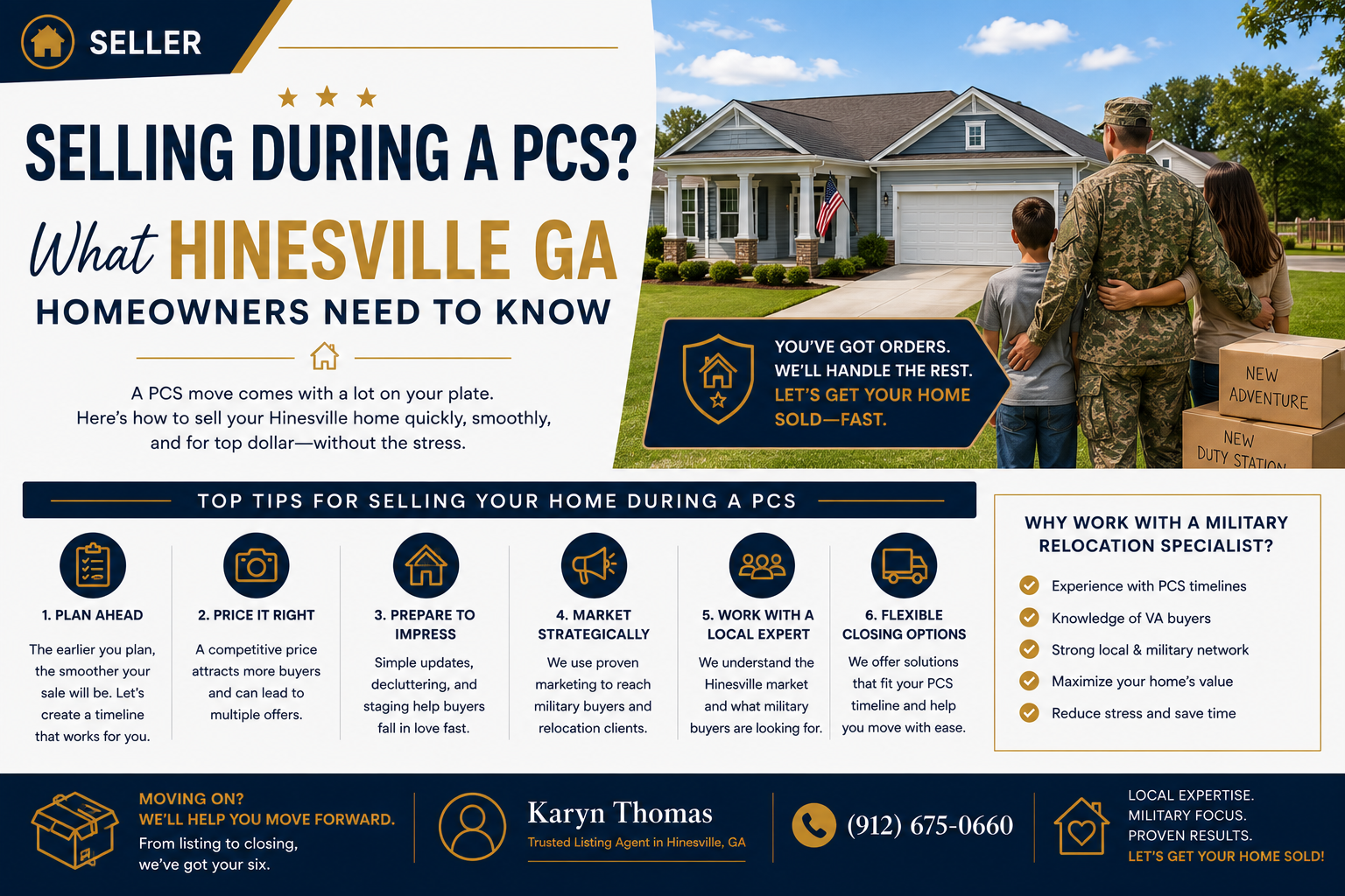 Selling During a PCS? What Hinesville GA Homeowners Need to Know header image.