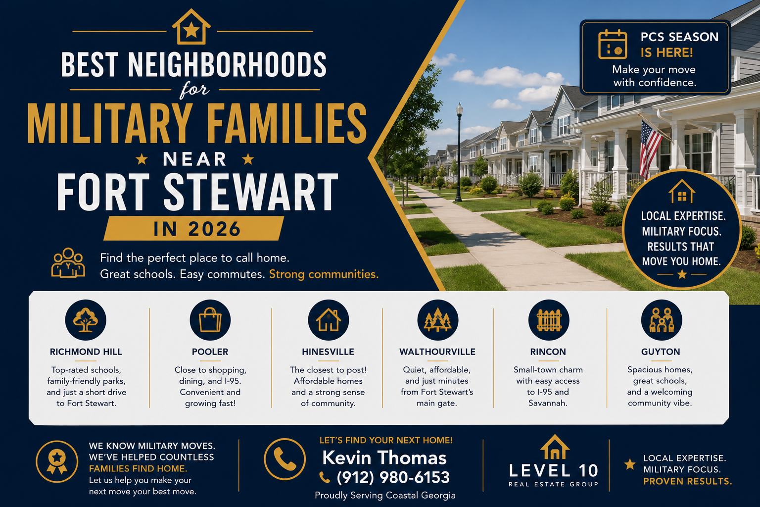 Best Neighborhoods for Military Families Near Fort Stewart in 2026 header image.