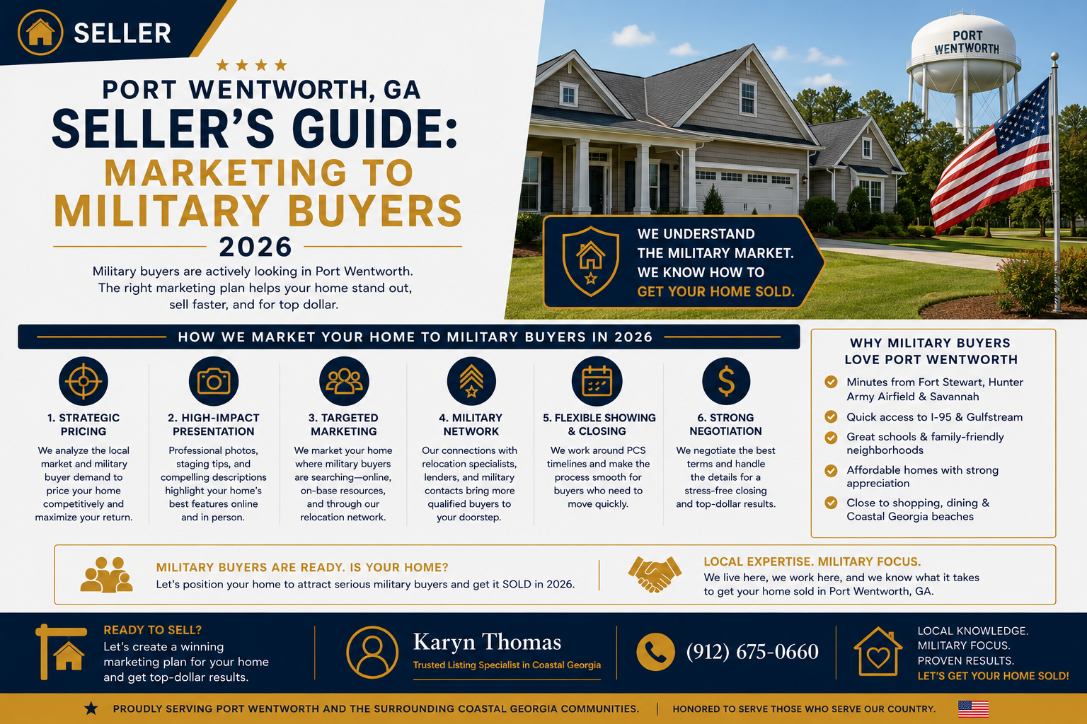 Port Wentworth GA Seller's Guide Marketing to Military Buyers 2026 header image.