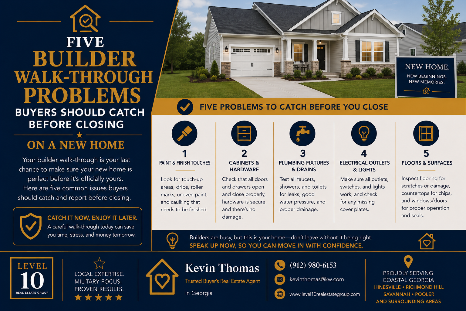 Five Builder Walk-Through Problems Buyers Should Catch Before Closing on a New Home header image.