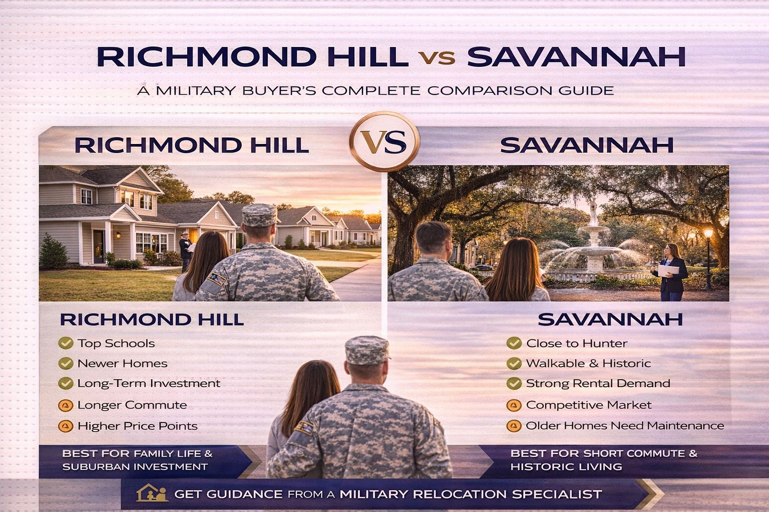 Richmond Hill vs Savannah: A Military Buyer’s Complete Comparison Guide header image.