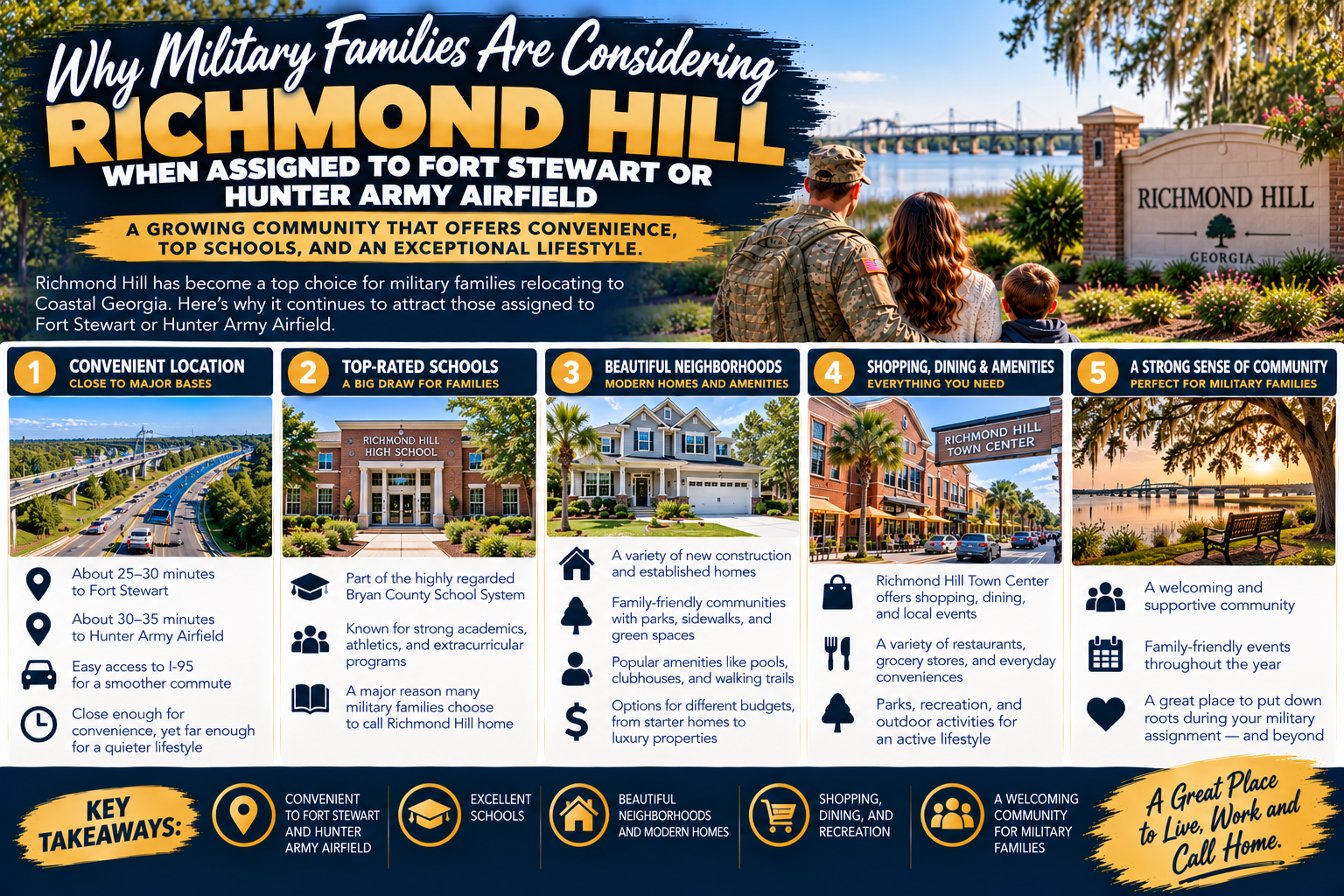 Why Military Families Are Considering Richmond Hill When Assigned to Fort Stewart or Hunter Army Airfield header image.