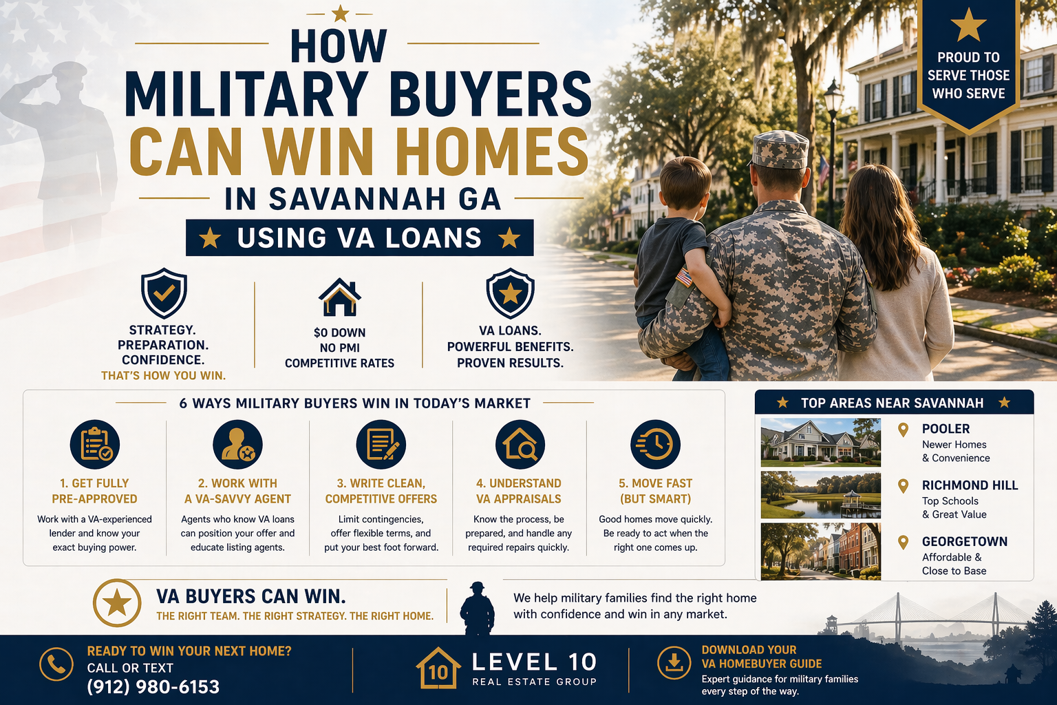How Military Buyers Can Win Homes in Savannah GA Using VA Loans header image.