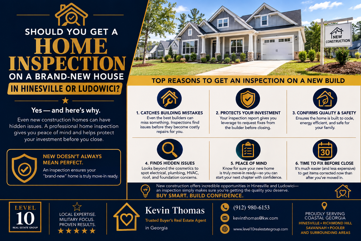 Should You Get a Home Inspection on a Brand-New House in Hinesville or Ludowici? header image.